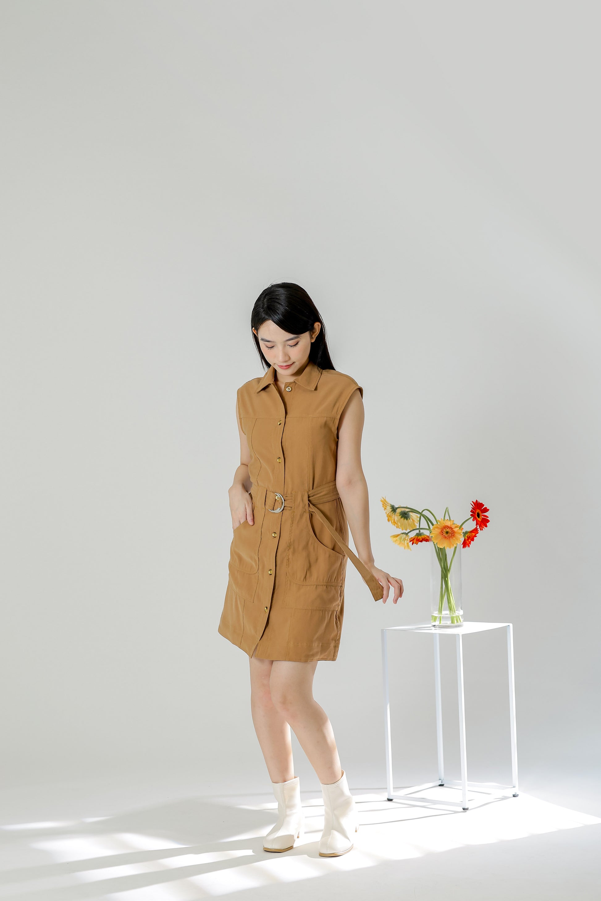 Claire Safari Shift Dress - Khaki
