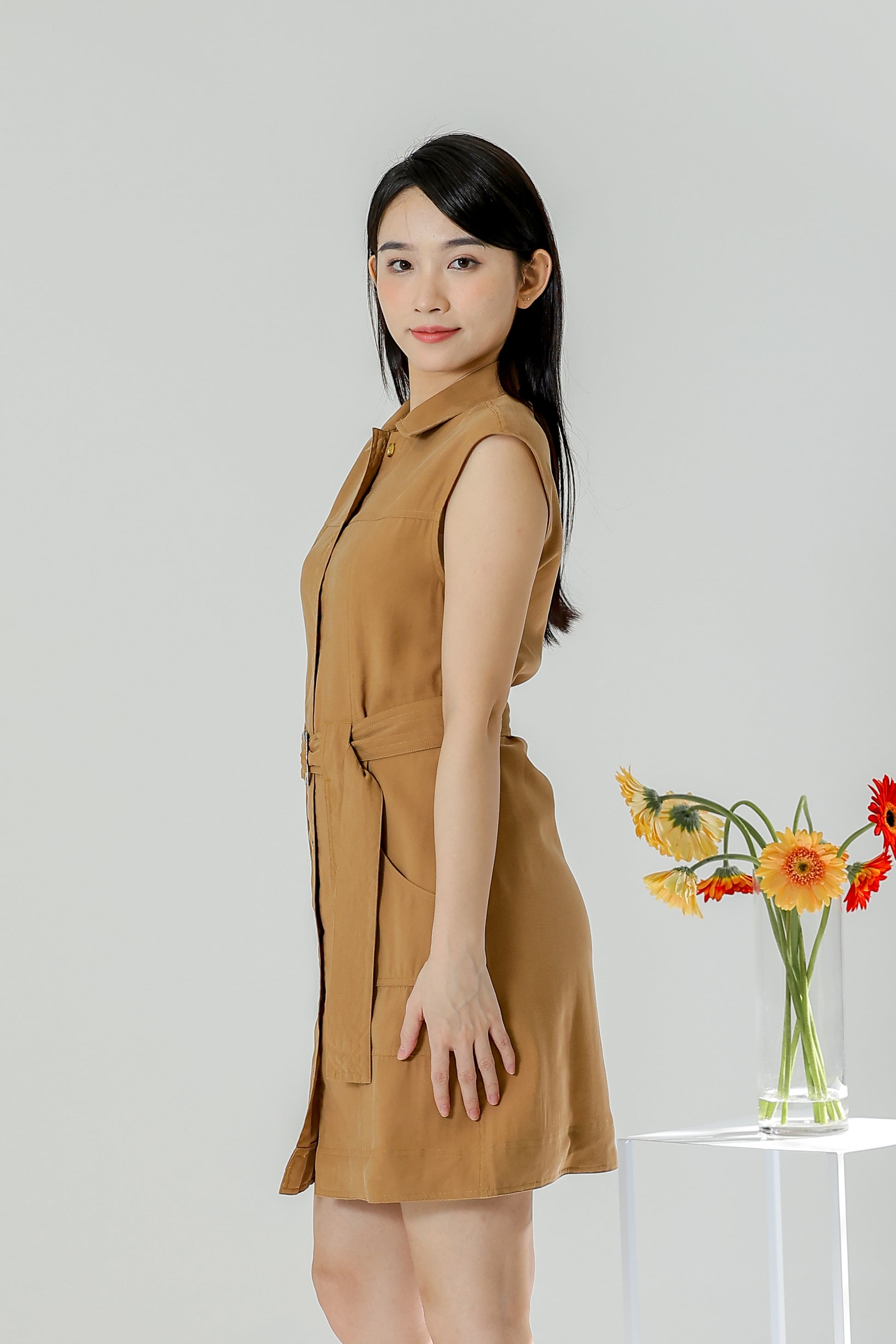 Claire Safari Shift Dress - Khaki