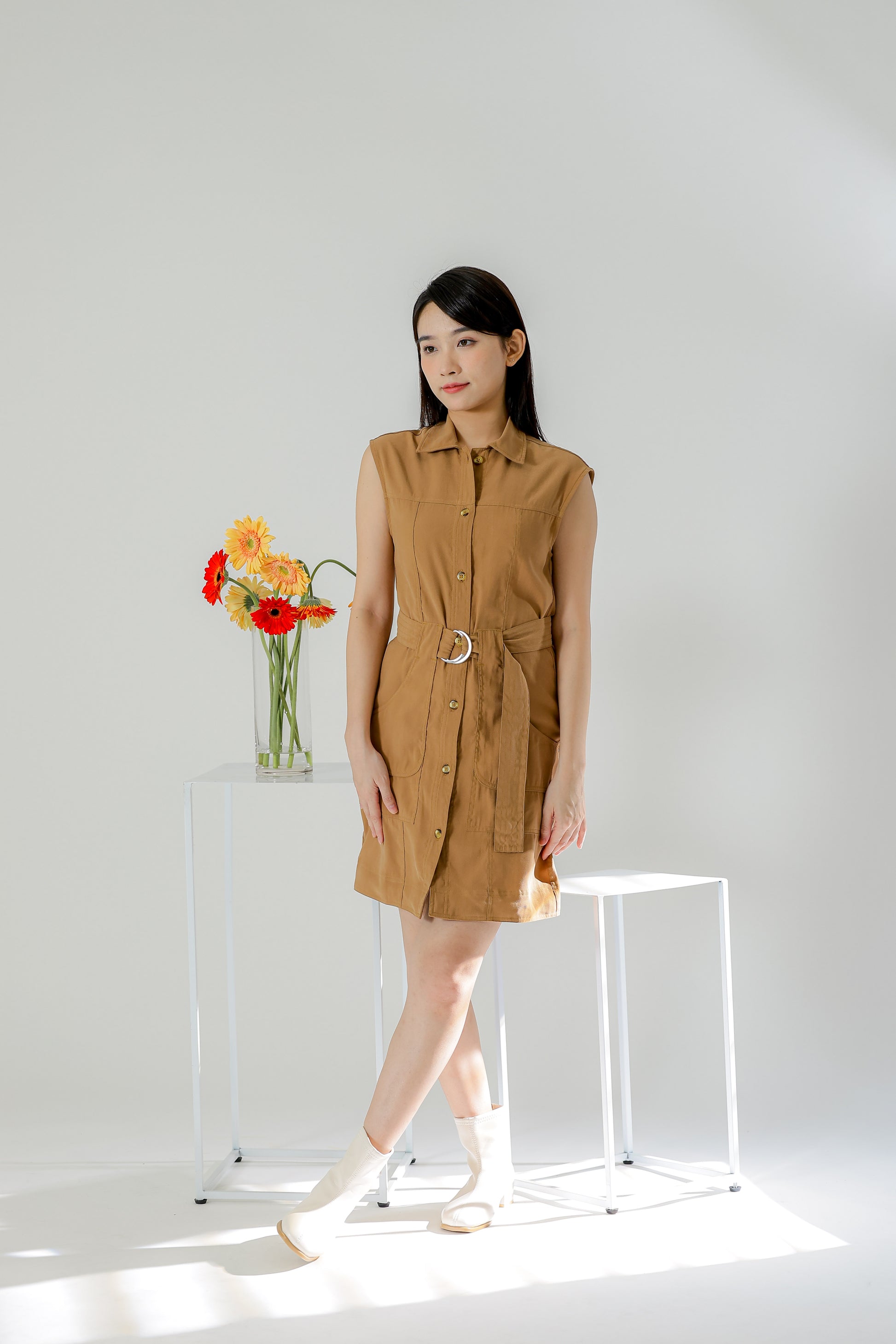 Claire Safari Shift Dress - Khaki