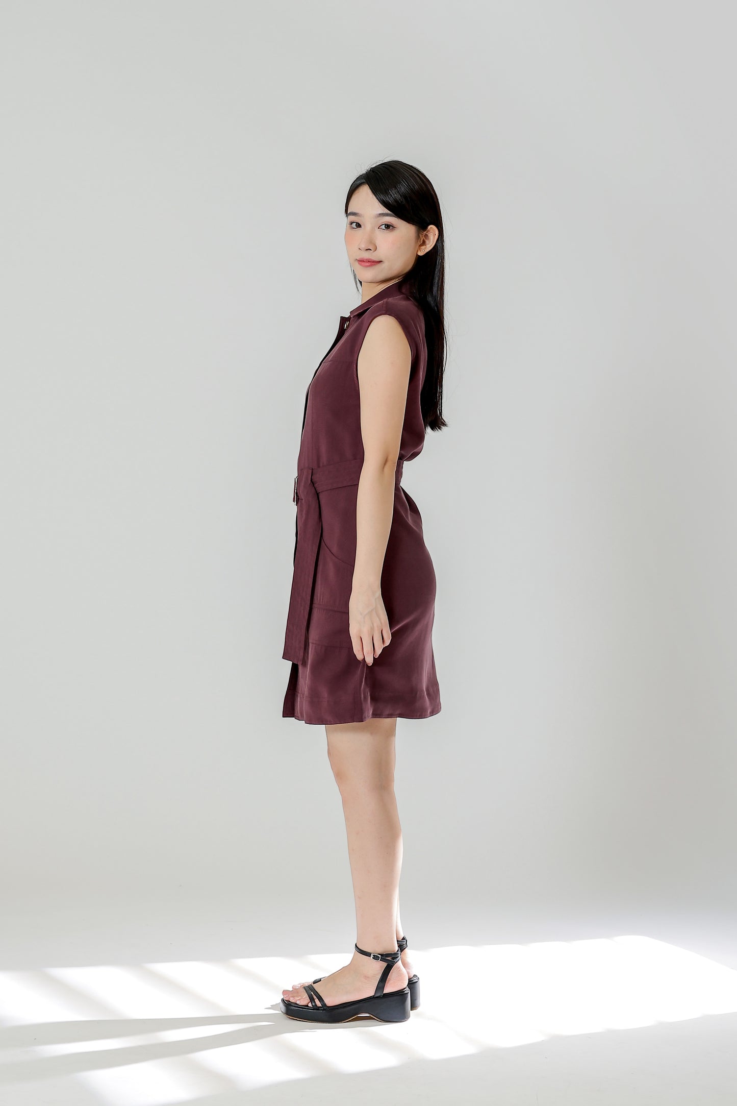 Claire Safari Shift Dress - Plum