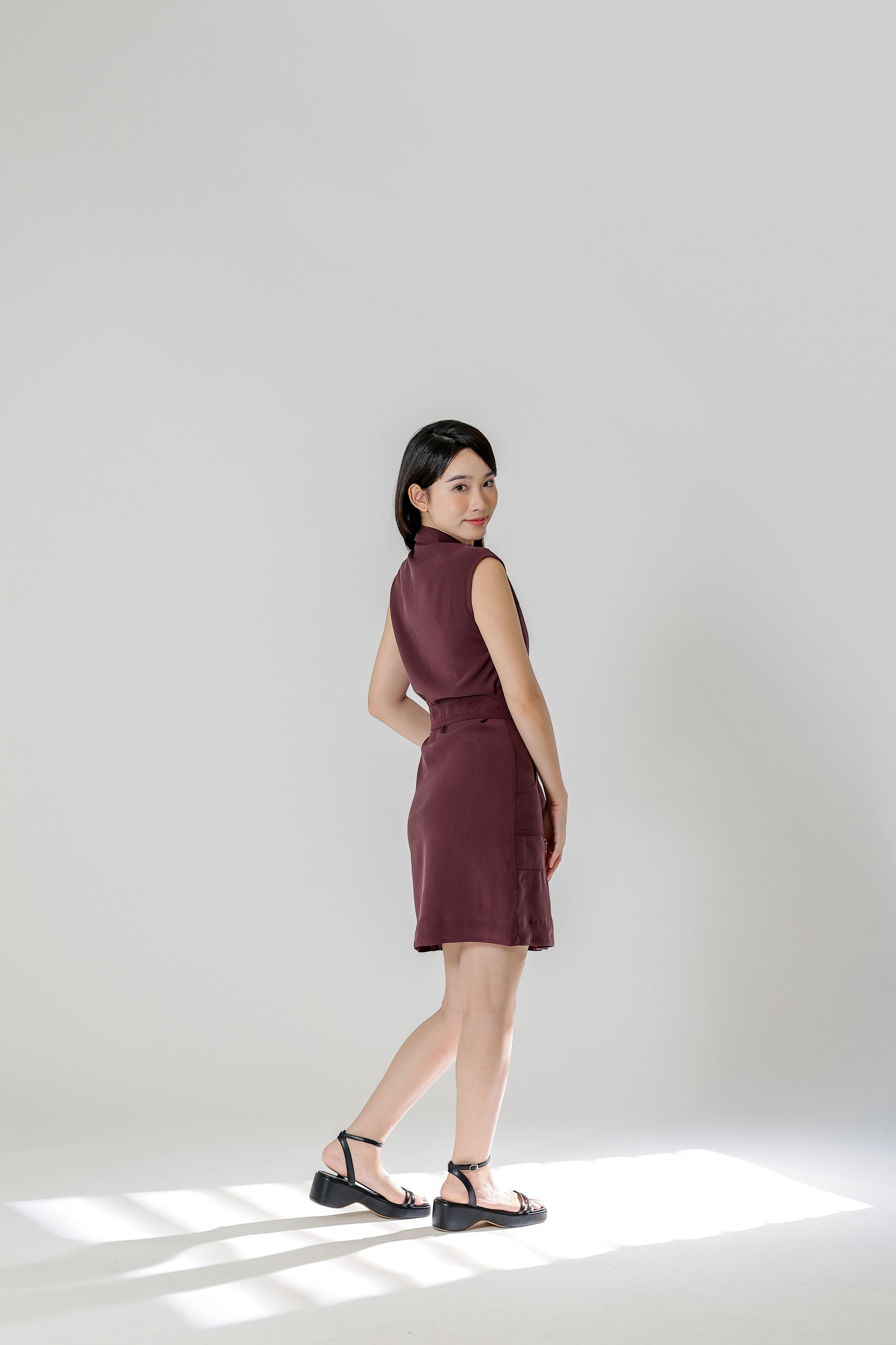 Claire Safari Shift Dress - Plum