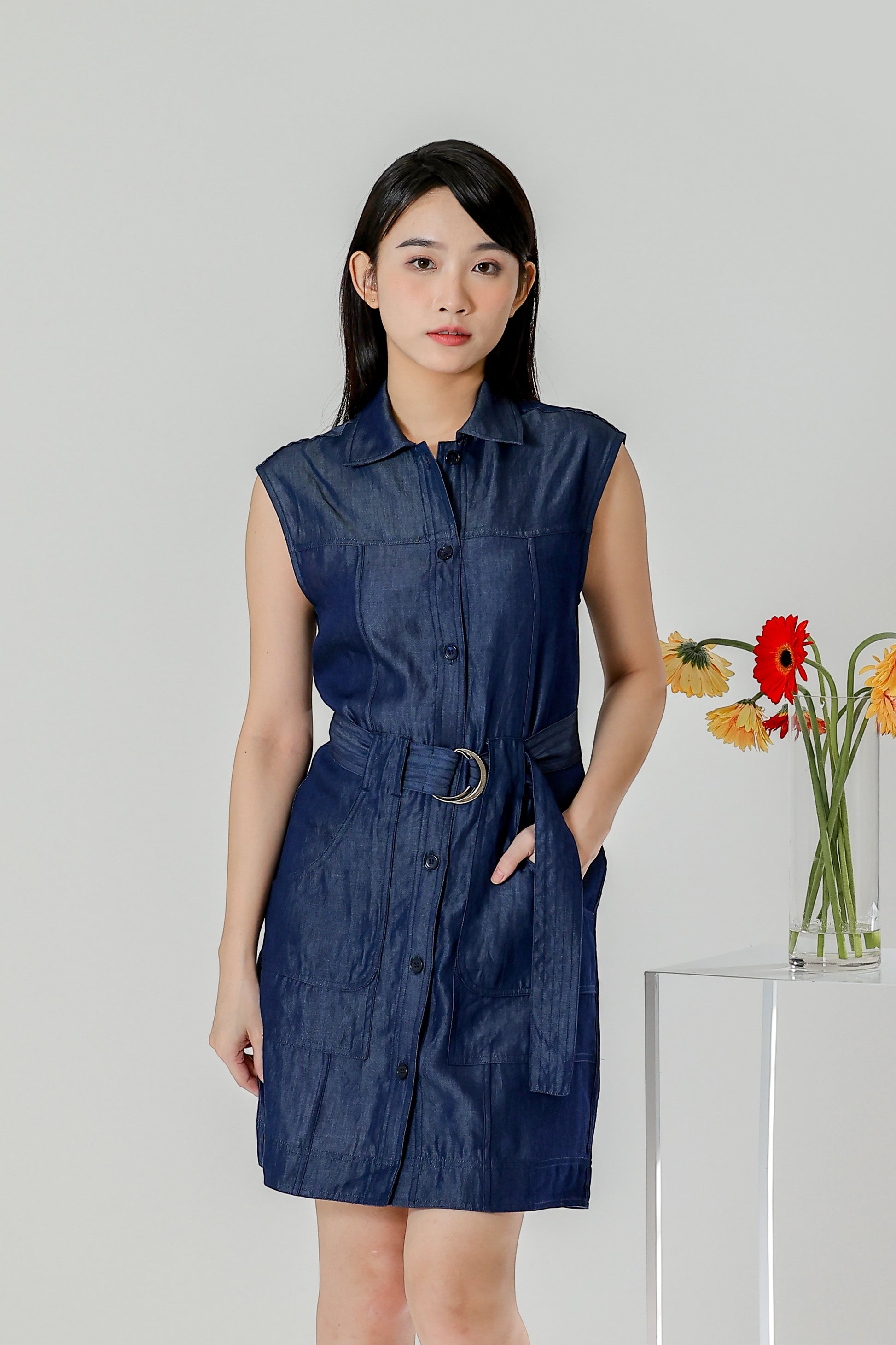 Claire Safari Shift Dress - Denim
