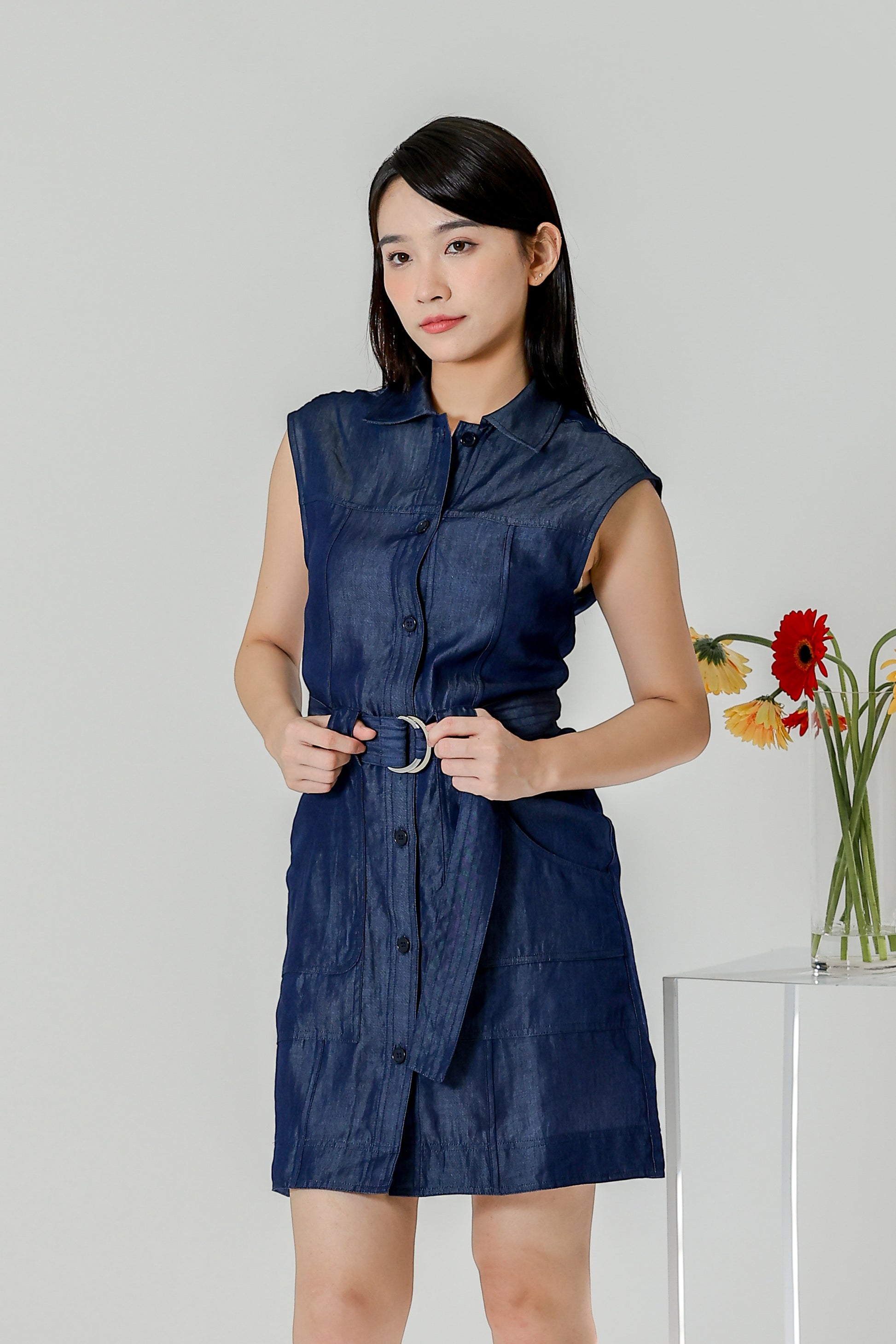 Claire Safari Shift Dress - Denim