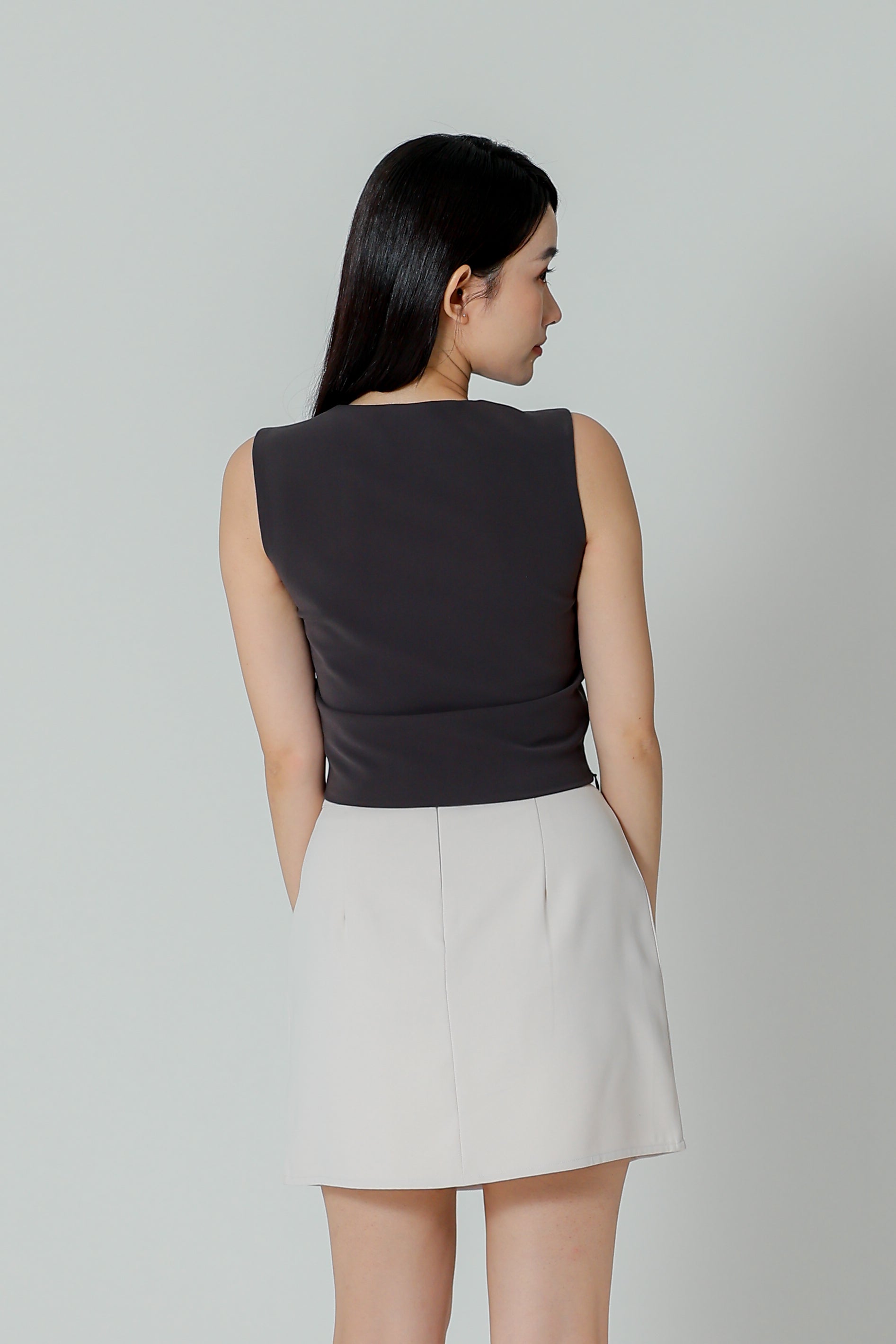 Cora Sweetheart Cropped Top - Dk Grey