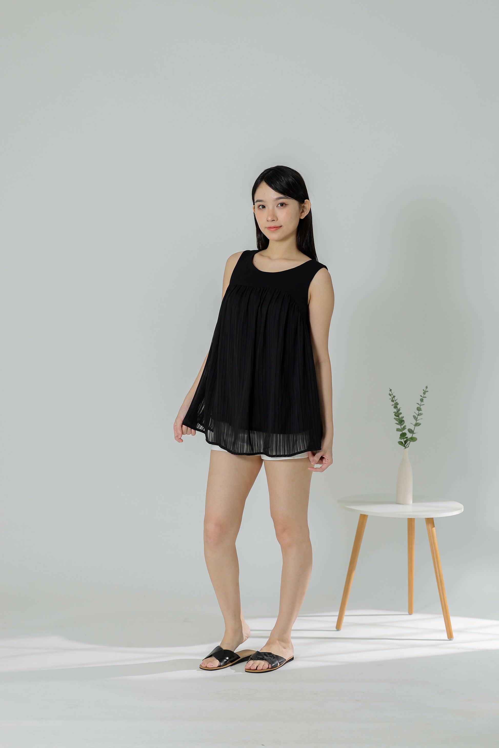 Daisy Flared Blouse - Black Stripes