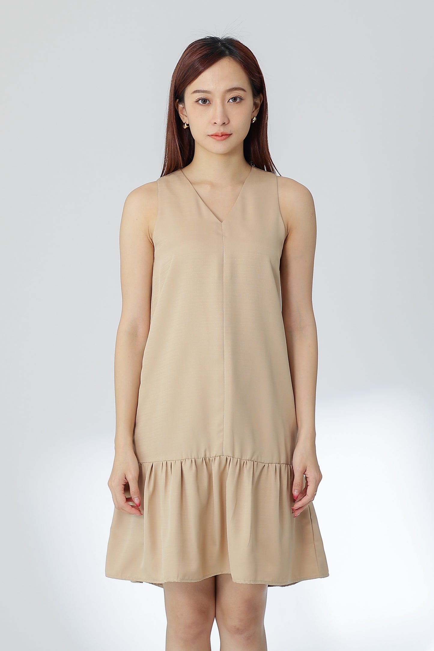 Hova Ruffles Shift Dress - Khaki