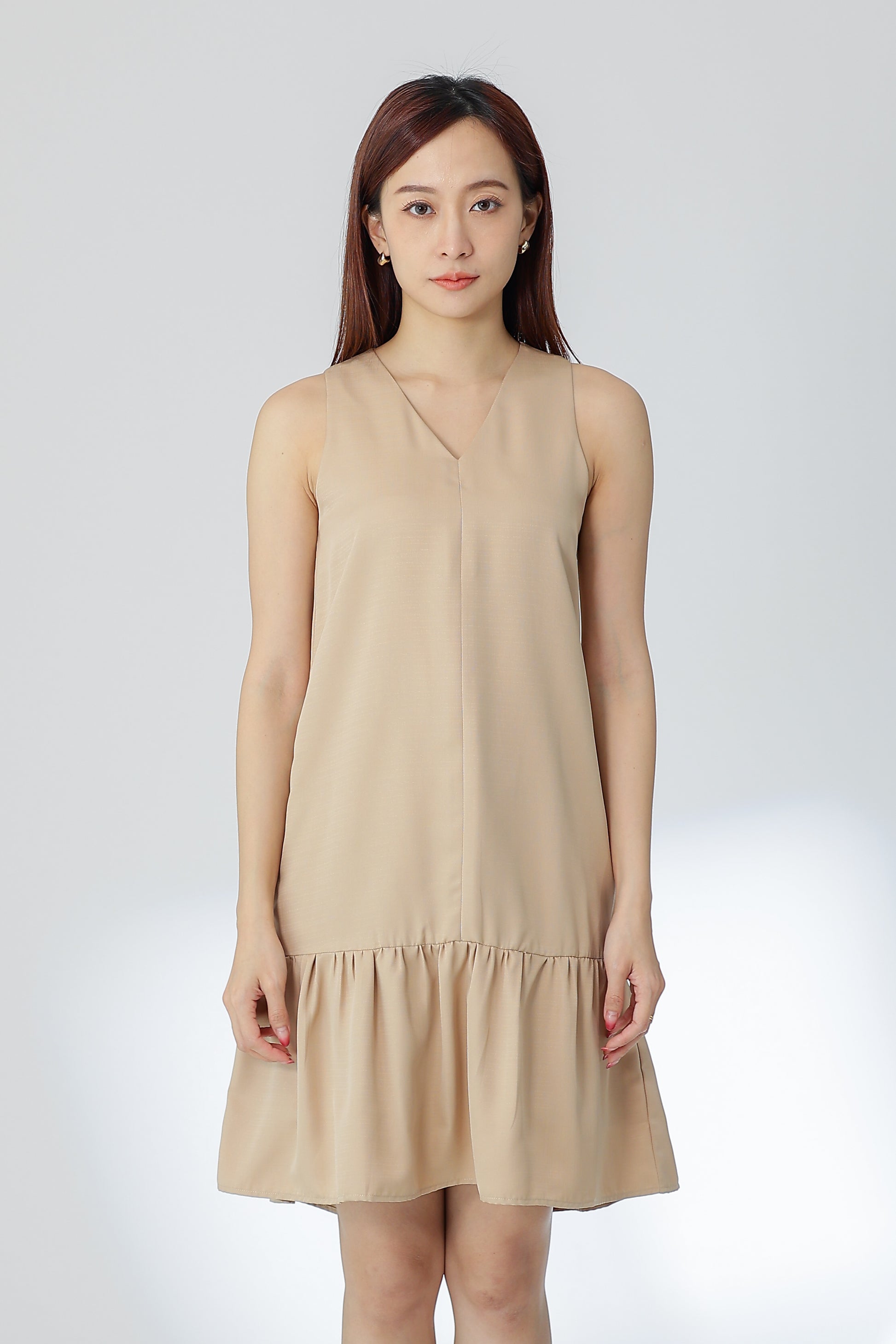 Hova Ruffles Shift Dress - Khaki