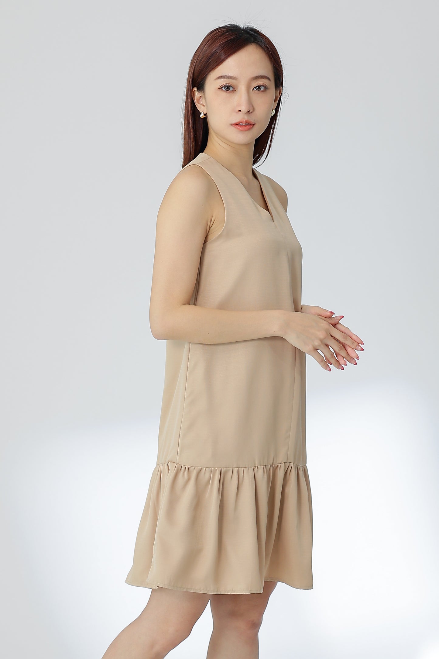 Hova Ruffles Shift Dress - Khaki