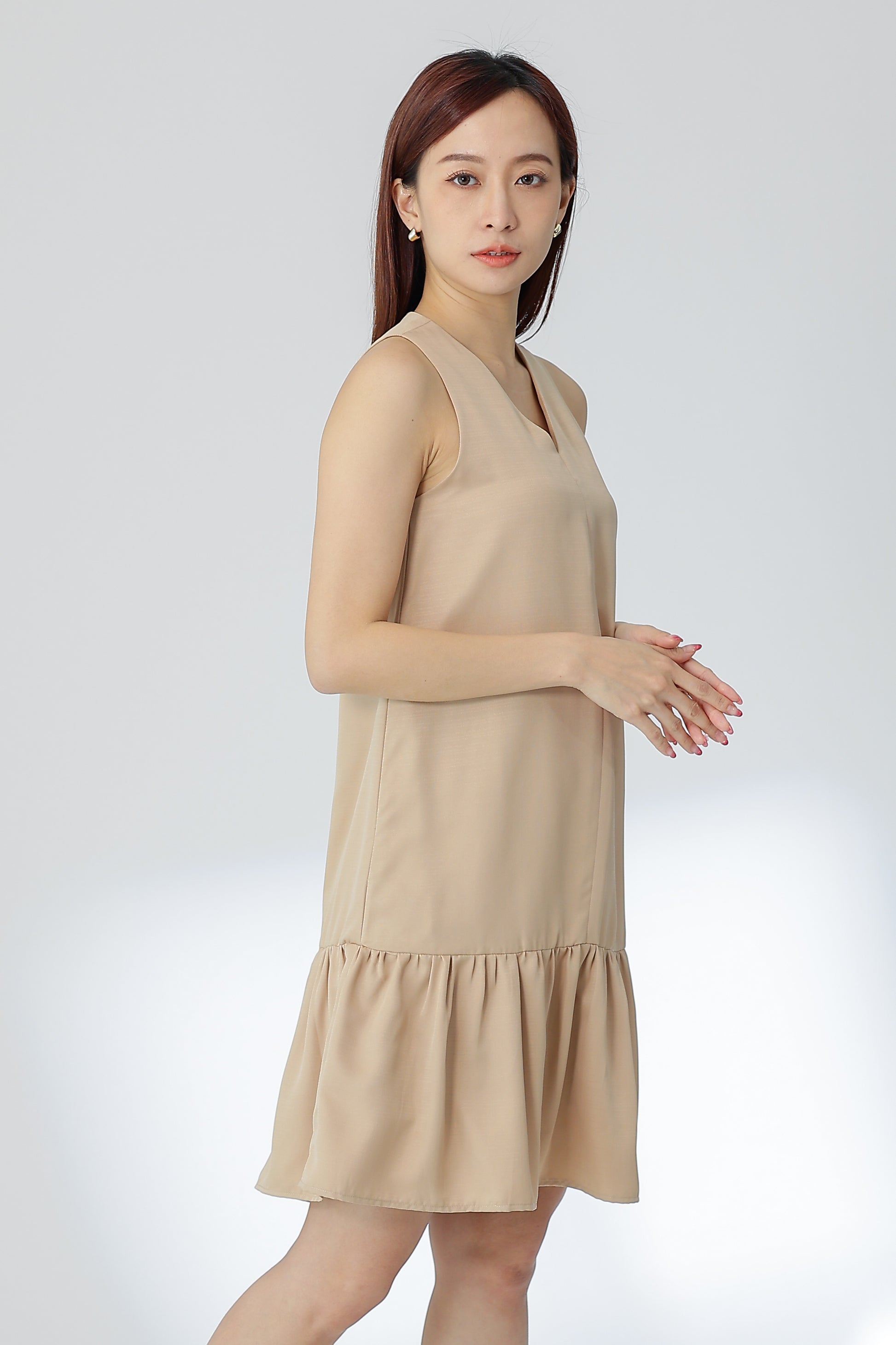 Hova Ruffles Shift Dress - Khaki