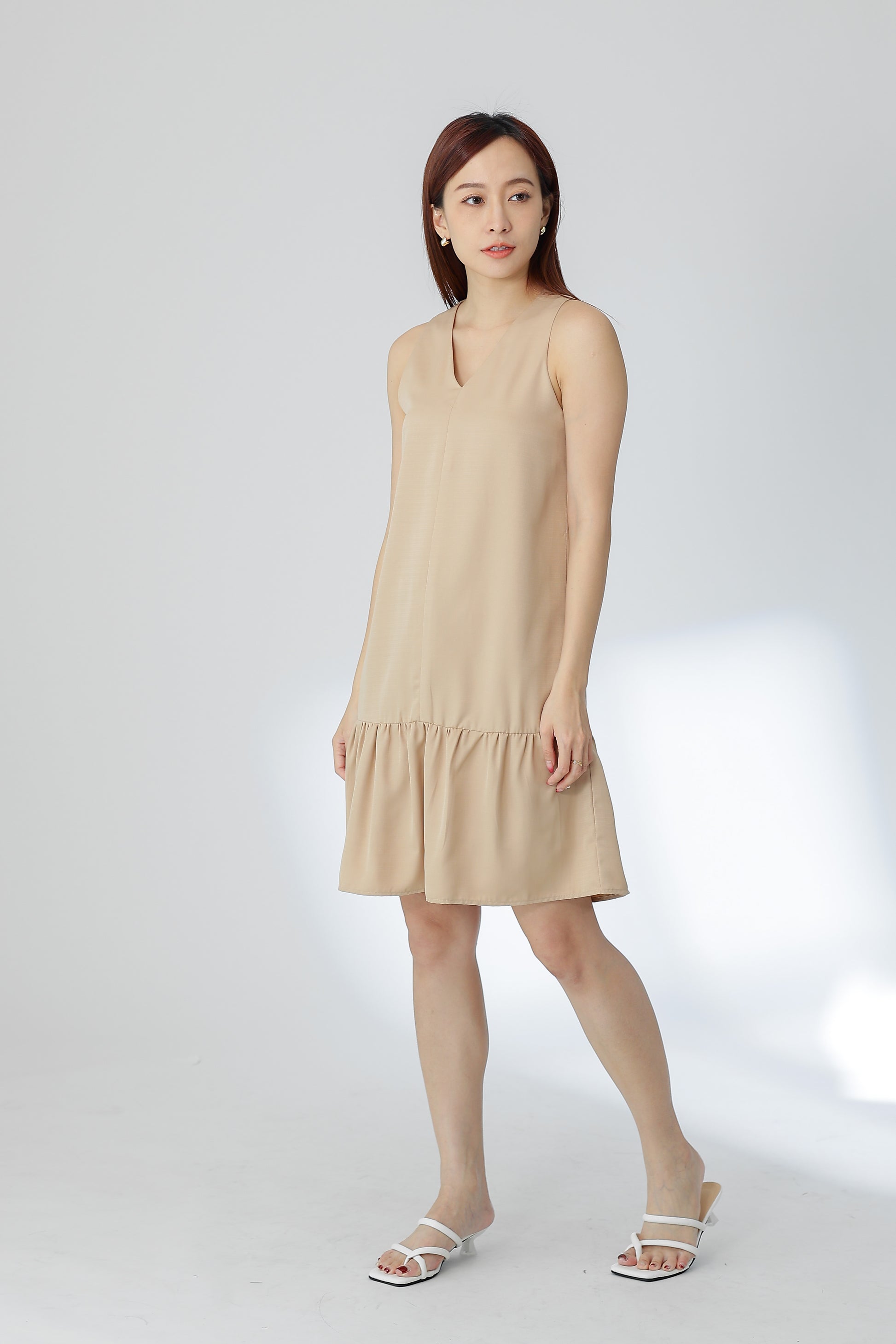 Hova Ruffles Shift Dress - Khaki