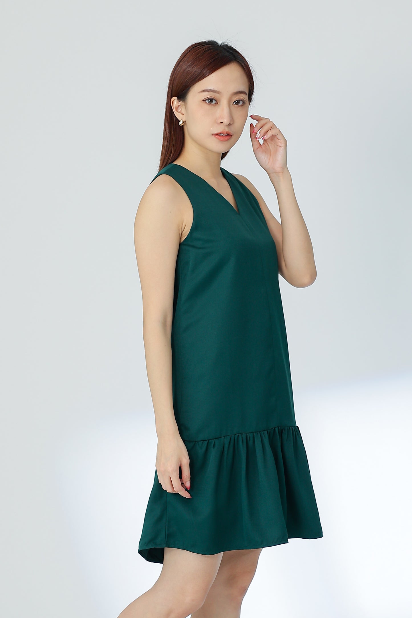 Hova Ruffles Shift Dress - Emerald