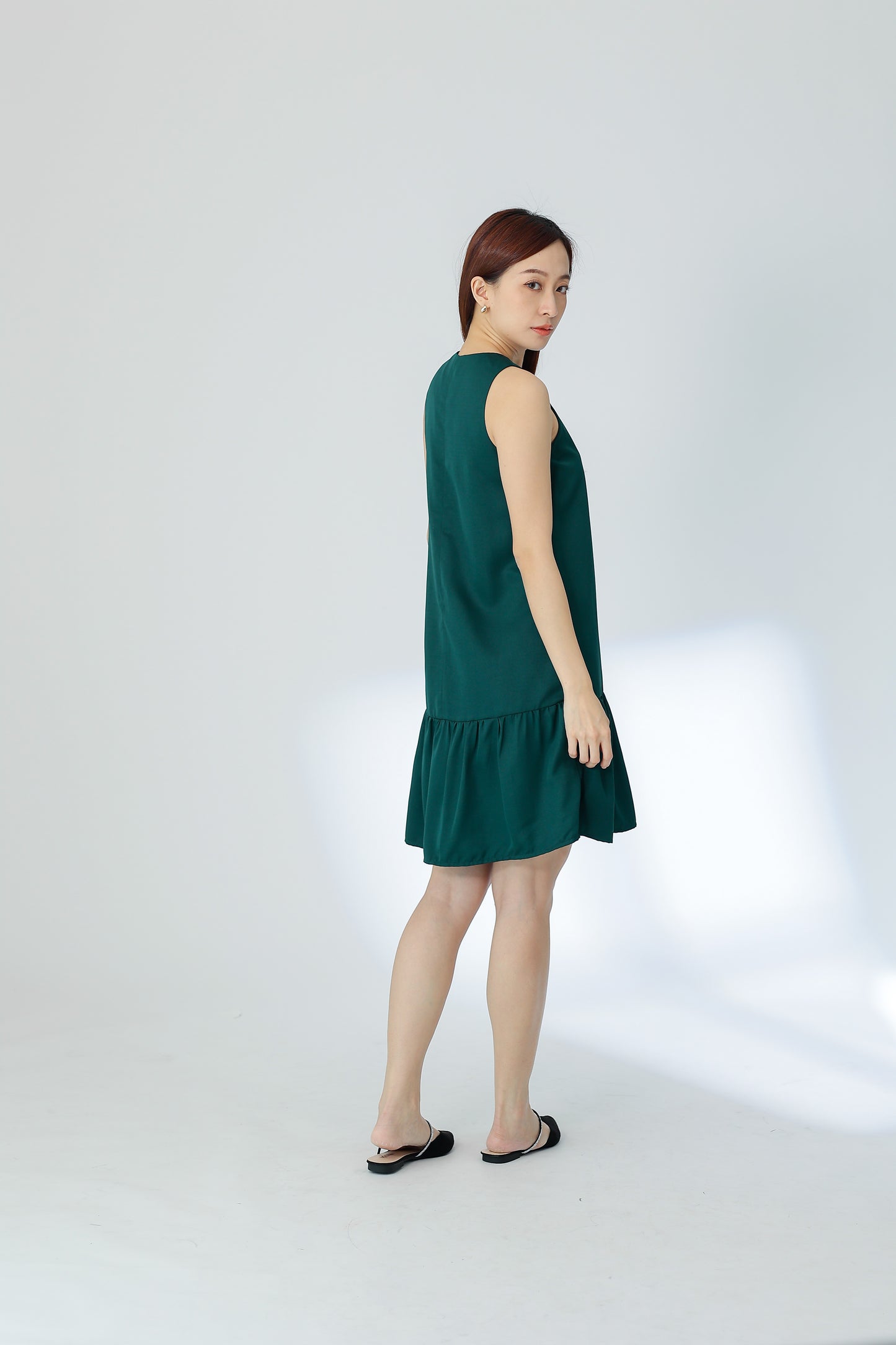 Hova Ruffles Shift Dress - Emerald