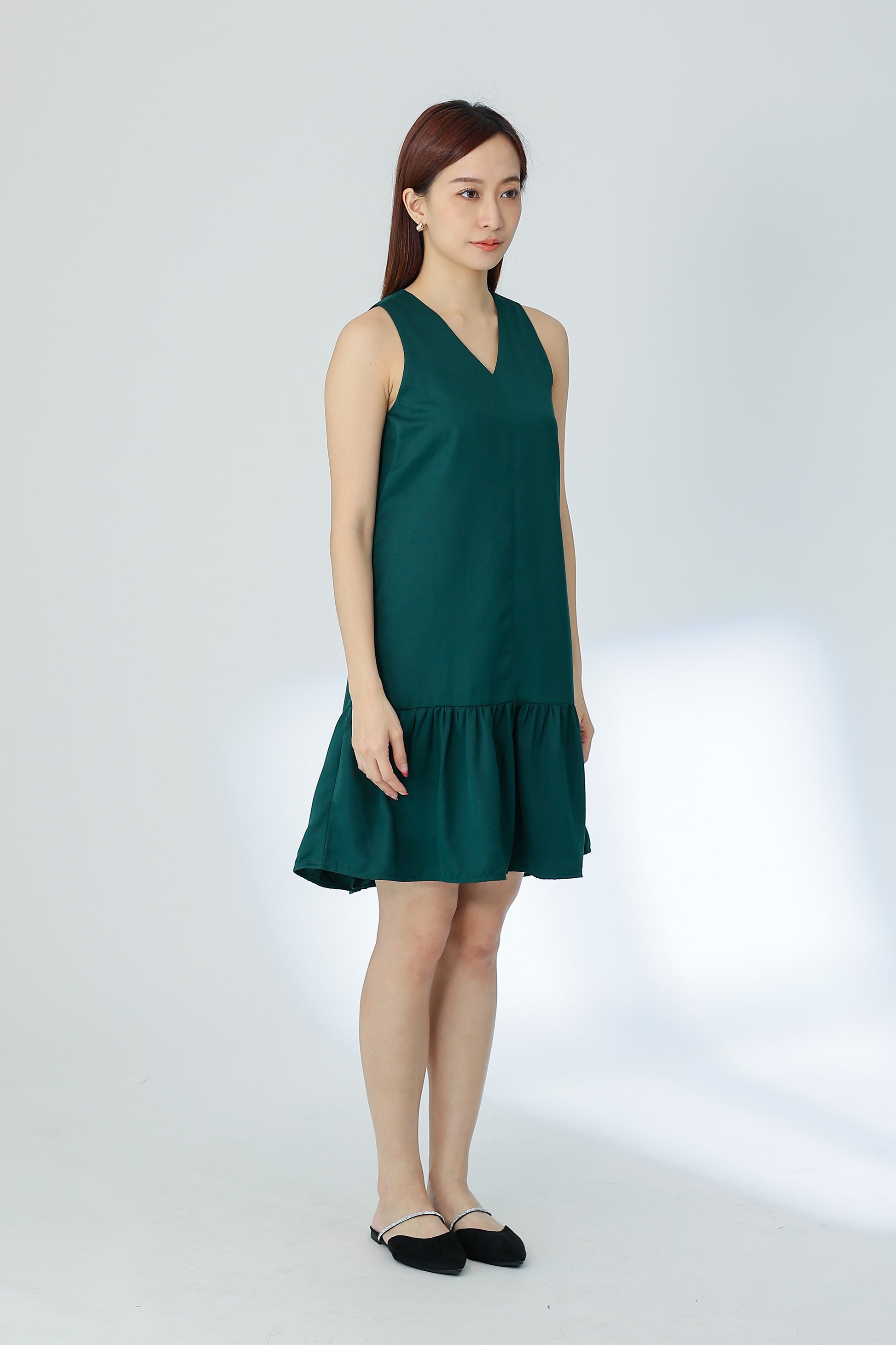 Hova Ruffles Shift Dress - Emerald