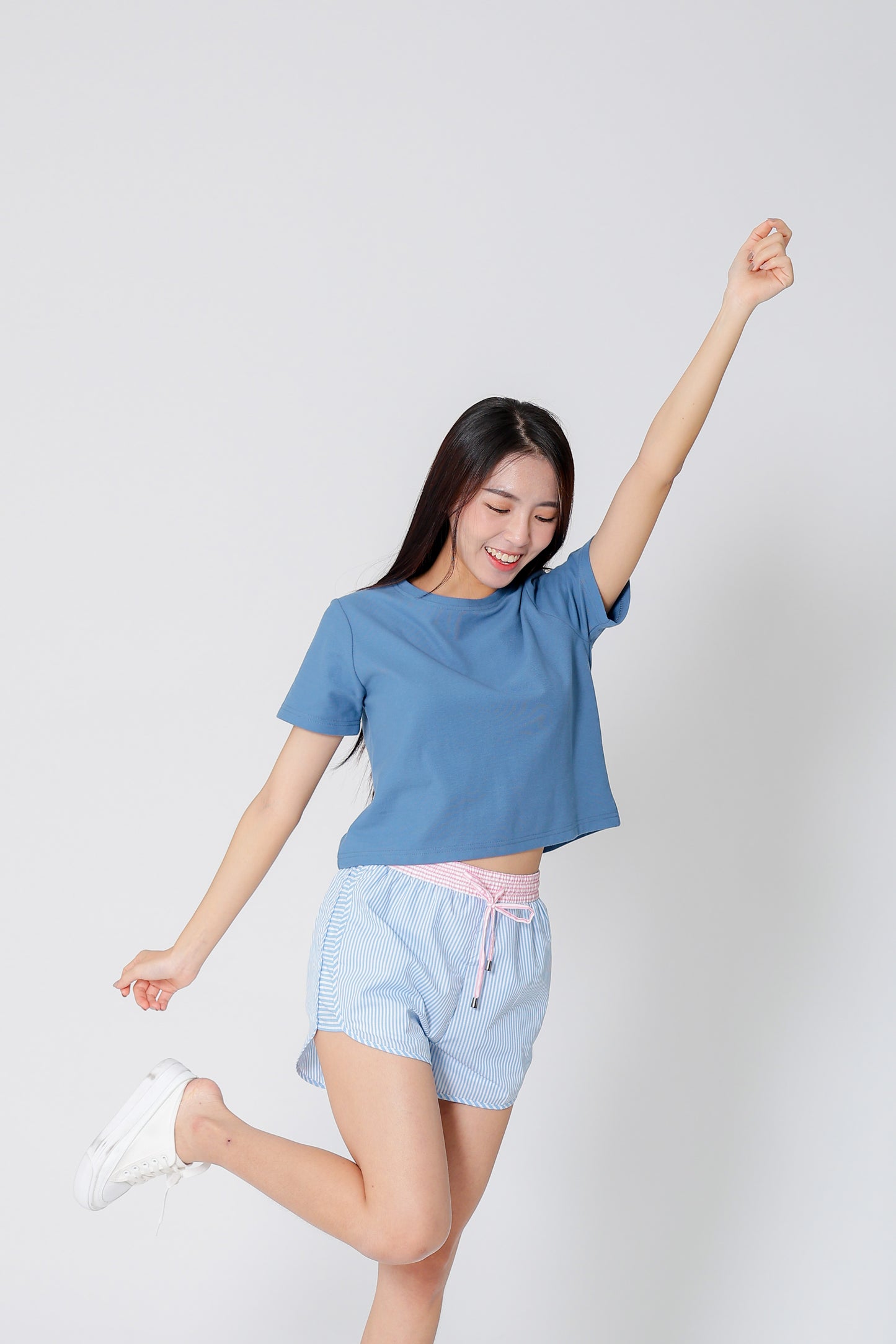 Dayna Round Neck Tee - Steel Blue