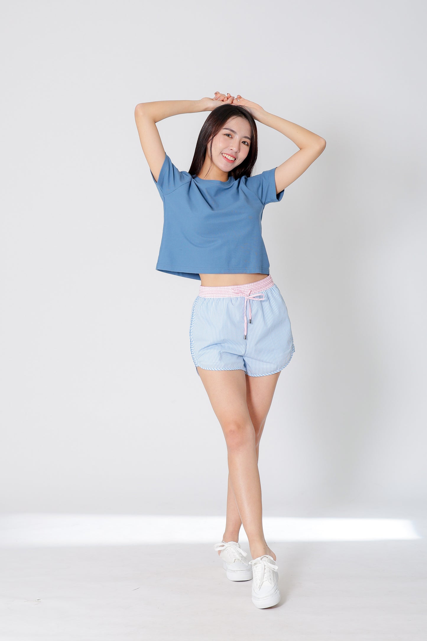 Dayna Round Neck Tee - Steel Blue