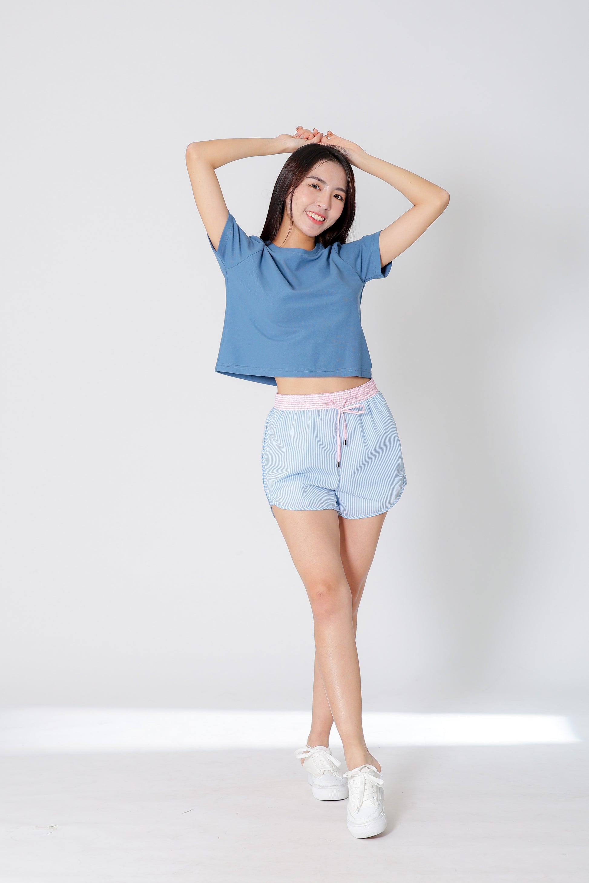 Dayna Round Neck Tee - Steel Blue