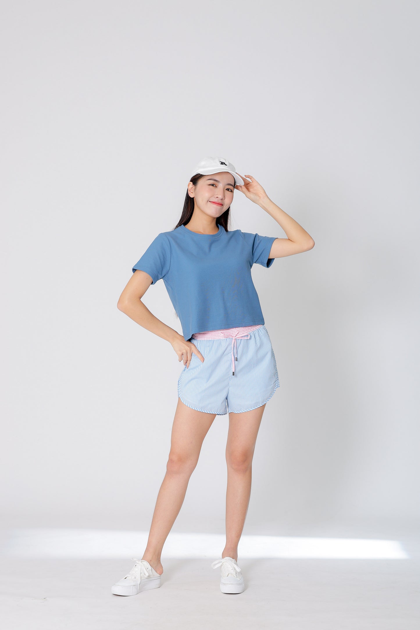 Dayna Round Neck Tee - Steel Blue