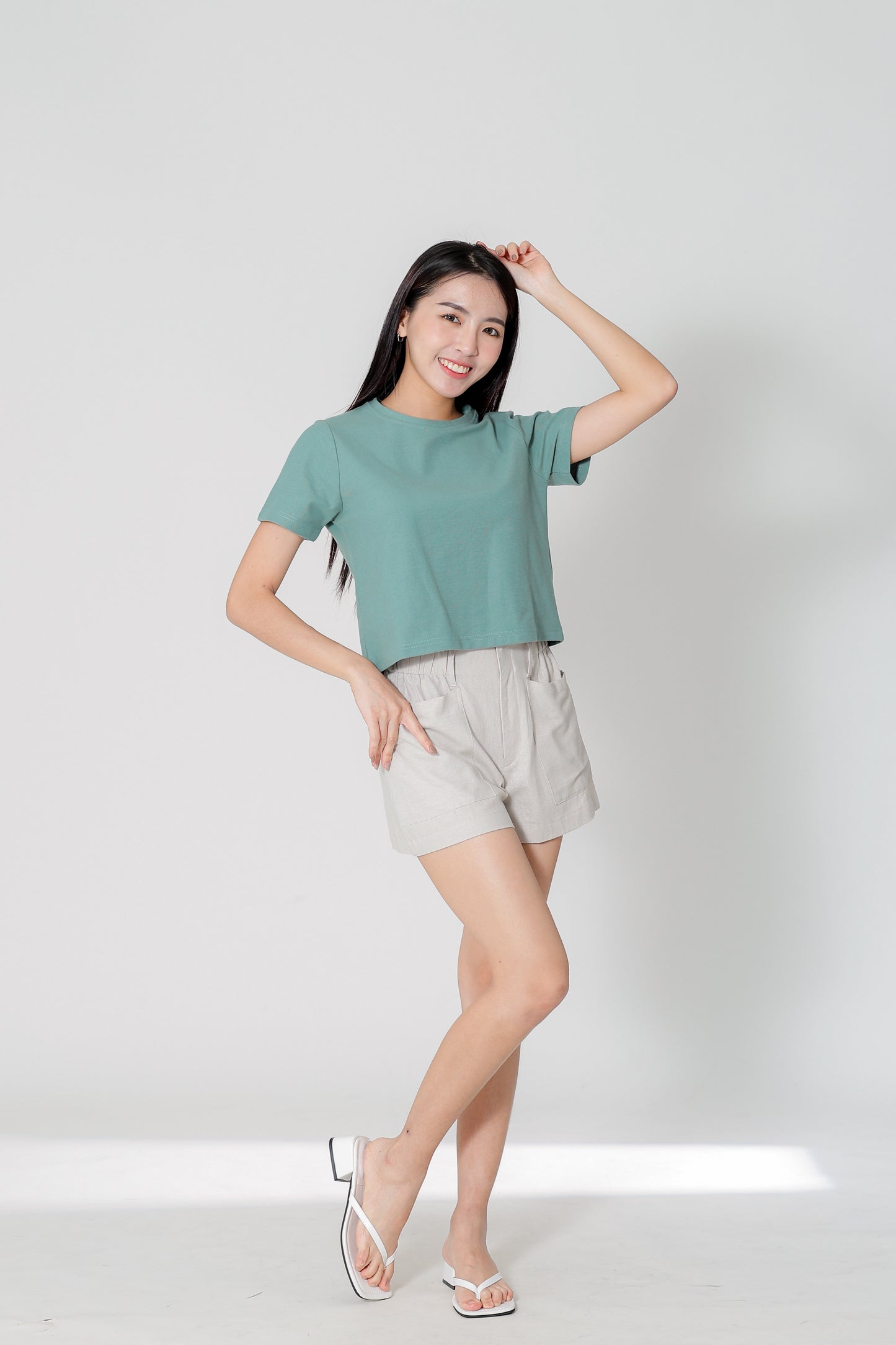 Dayna Round Neck Tee - Mineral Green