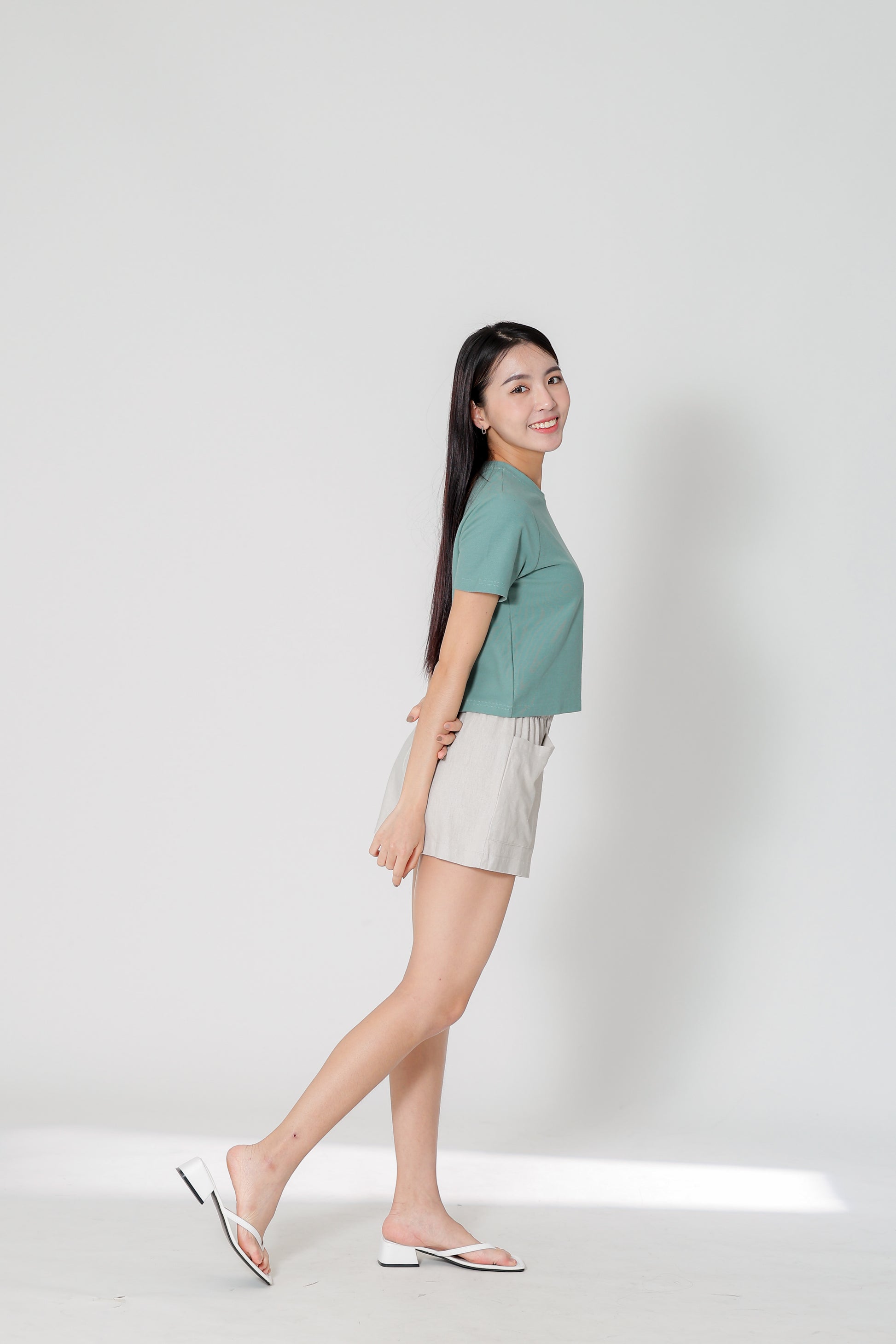 Dayna Round Neck Tee - Mineral Green