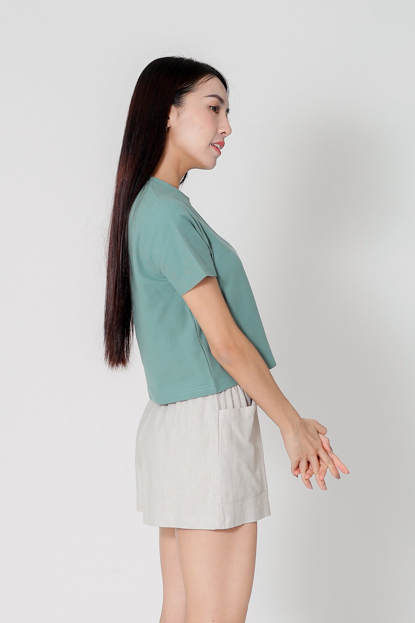 Dayna Round Neck Tee - Mineral Green