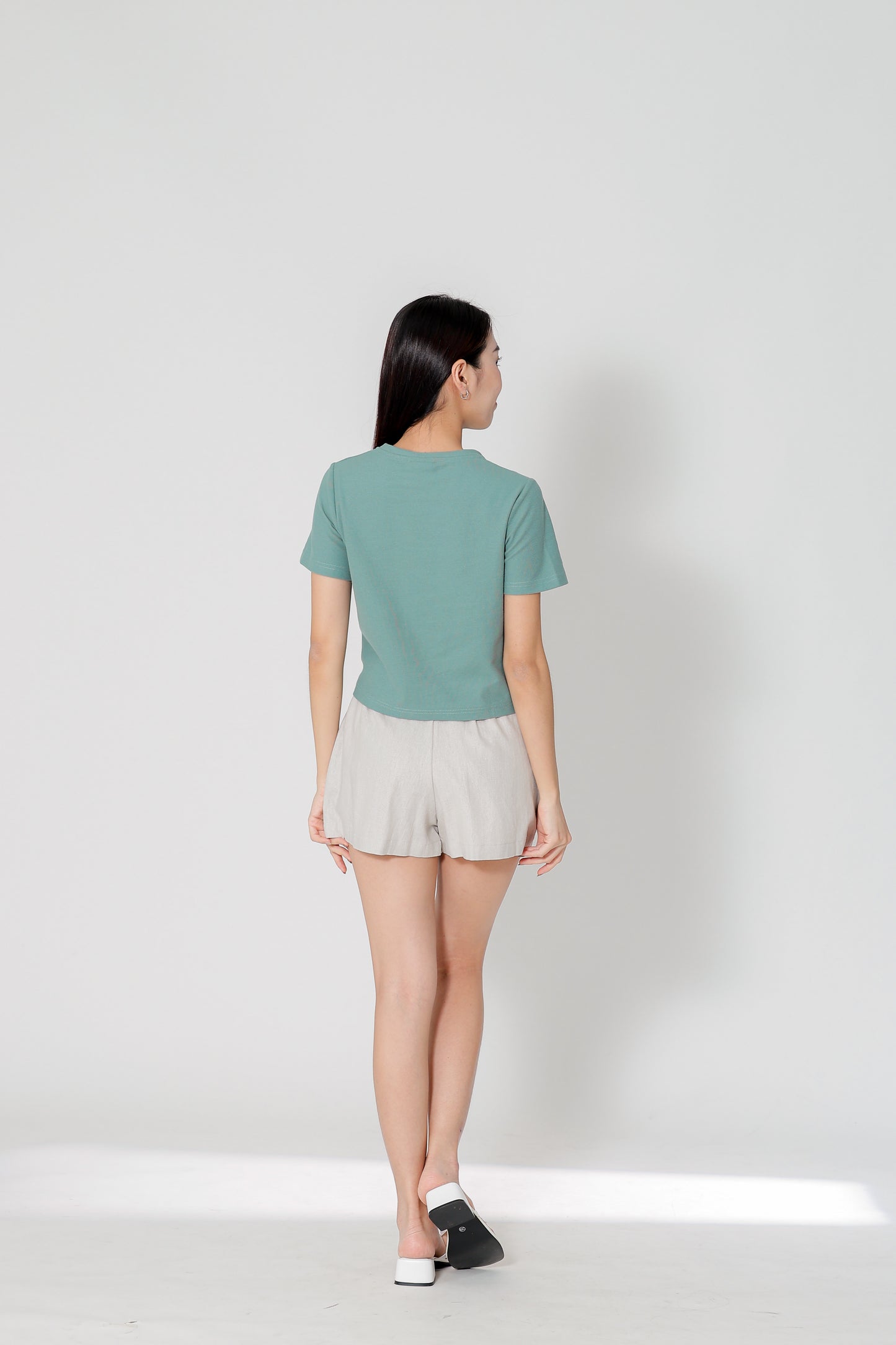 Dayna Round Neck Tee - Mineral Green