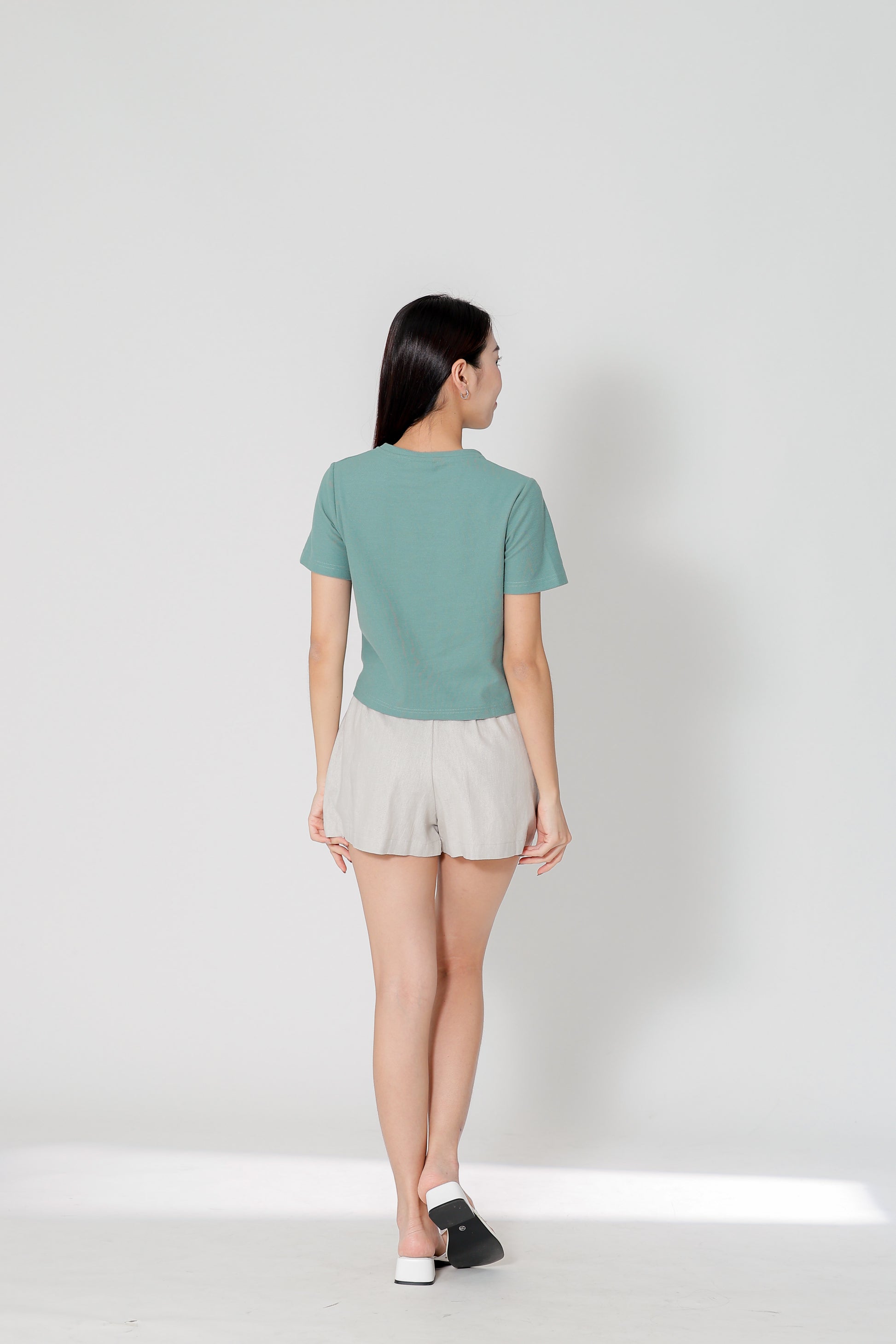 Dayna Round Neck Tee - Mineral Green