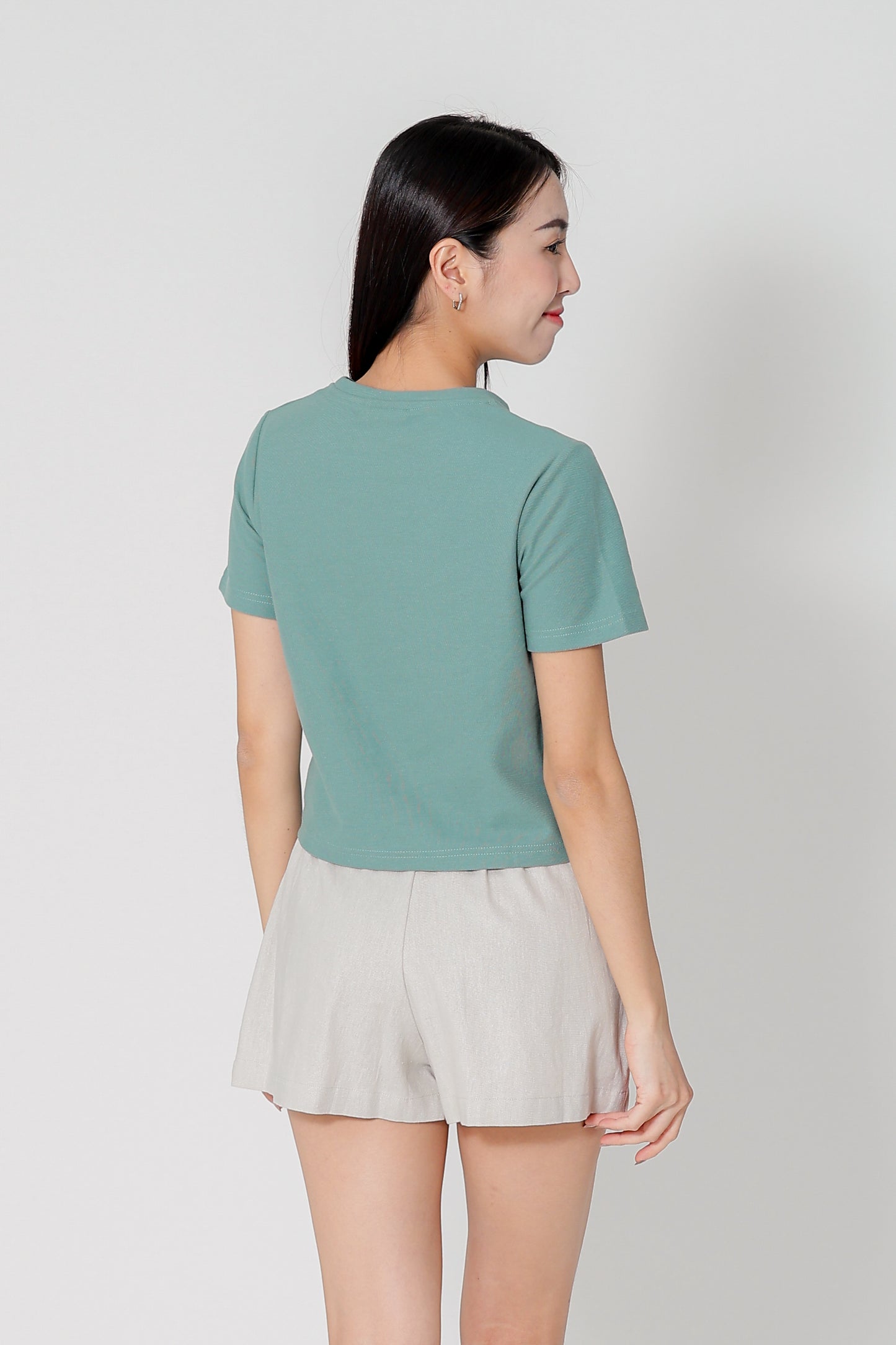 Dayna Round Neck Tee - Mineral Green