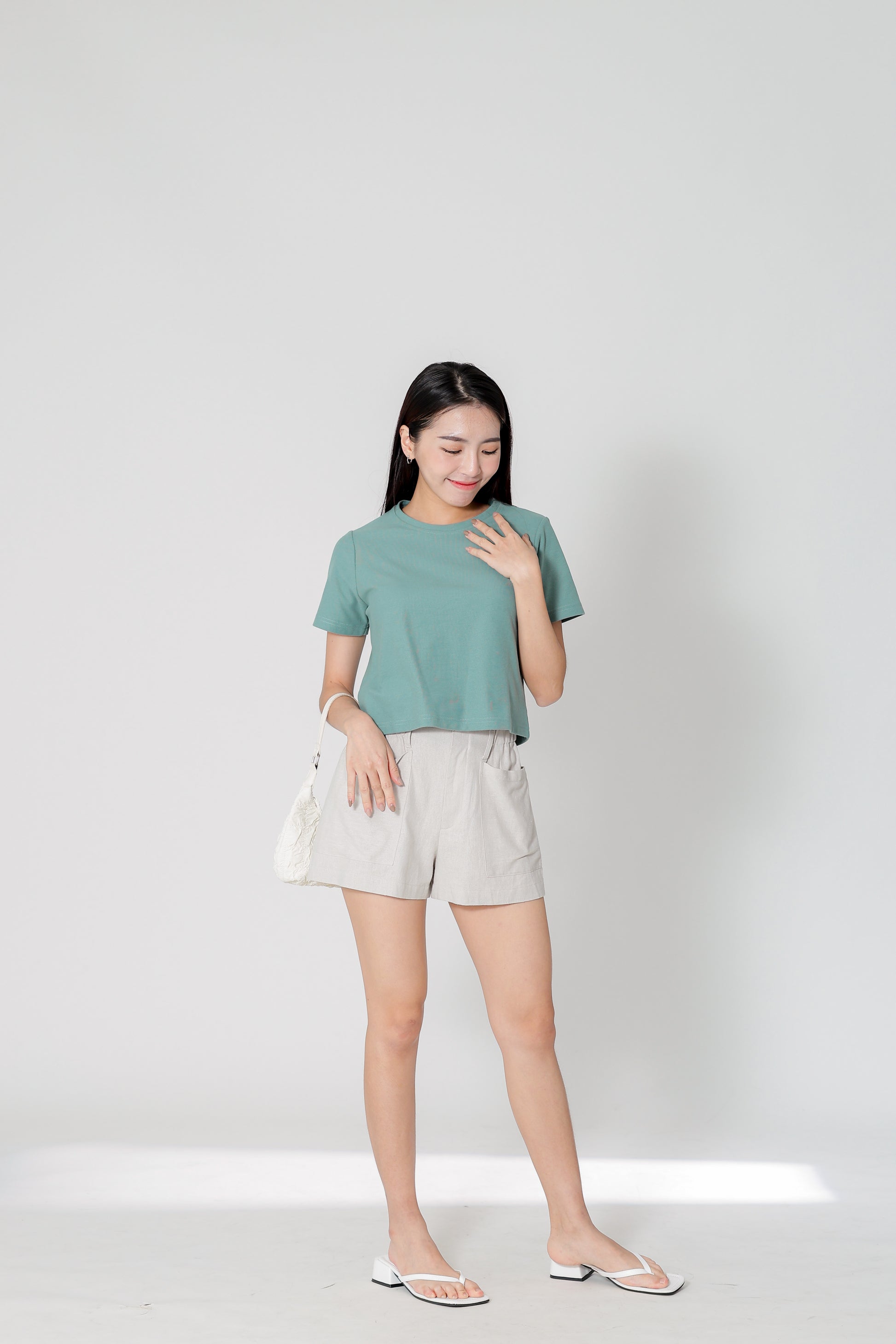 Dayna Round Neck Tee - Mineral Green
