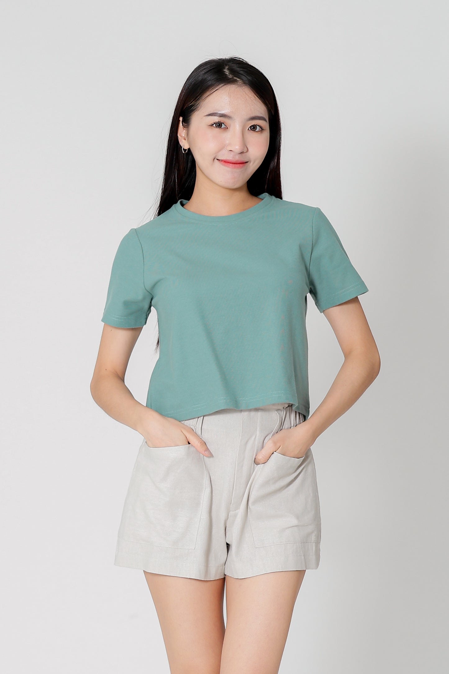 Dayna Round Neck Tee - Mineral Green