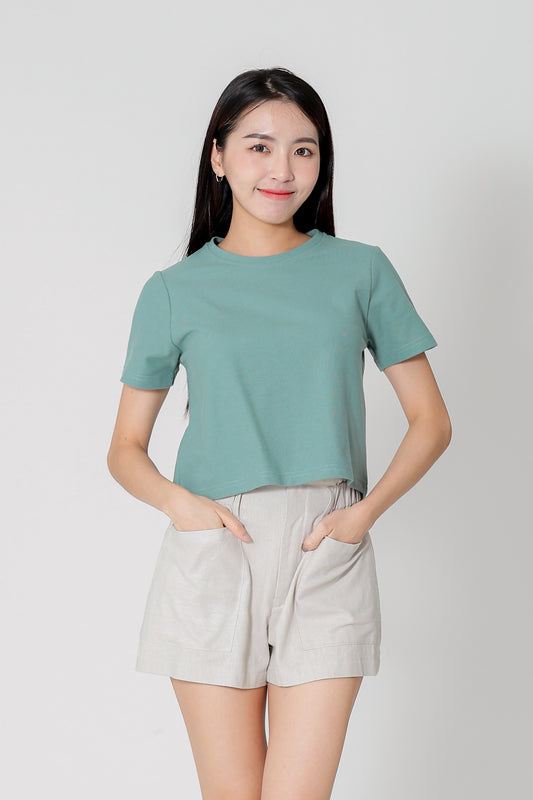 Dayna Round Neck Tee - Mineral Green
