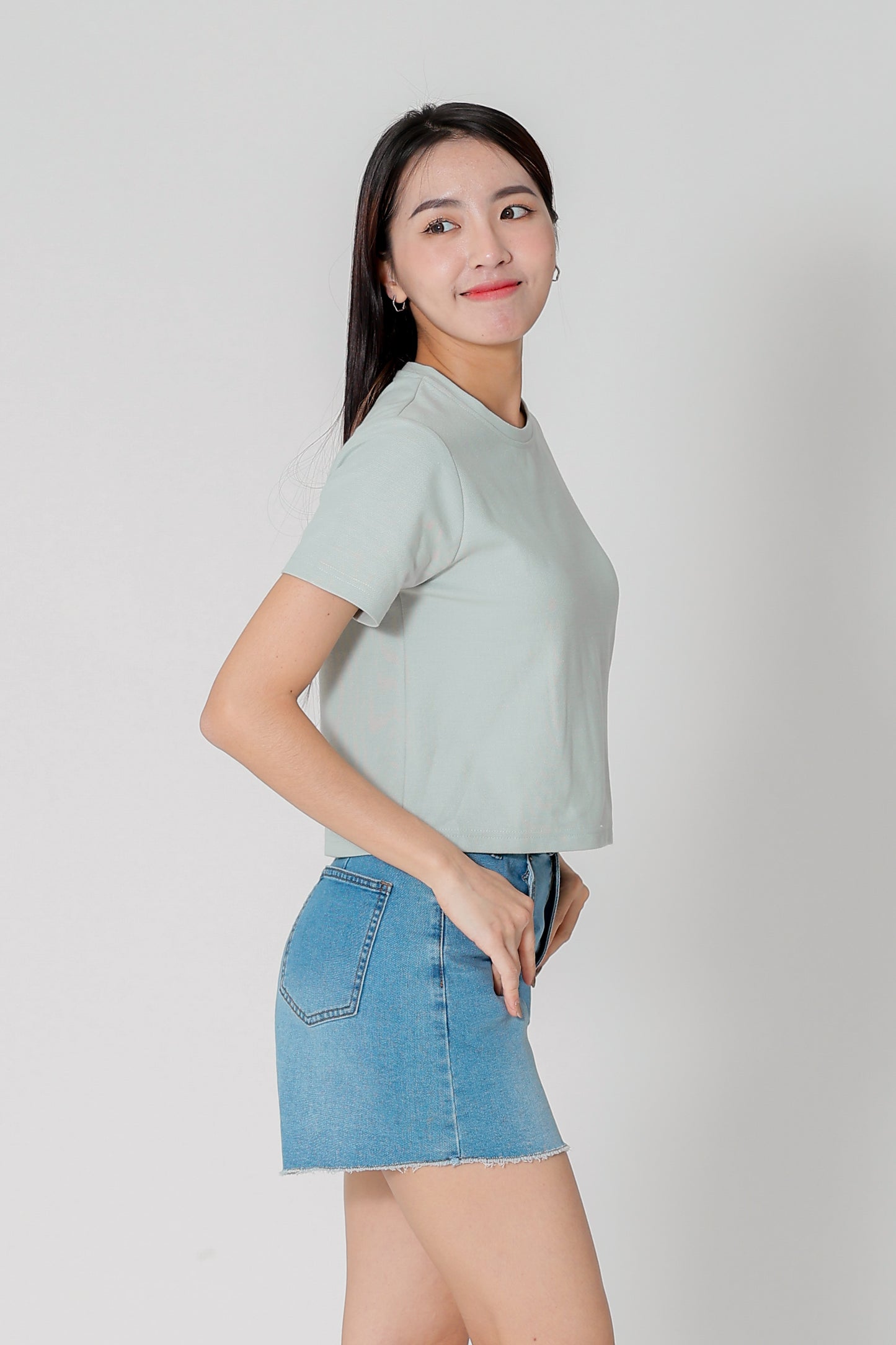 Dayna Round Neck Tee - Seafoam Green