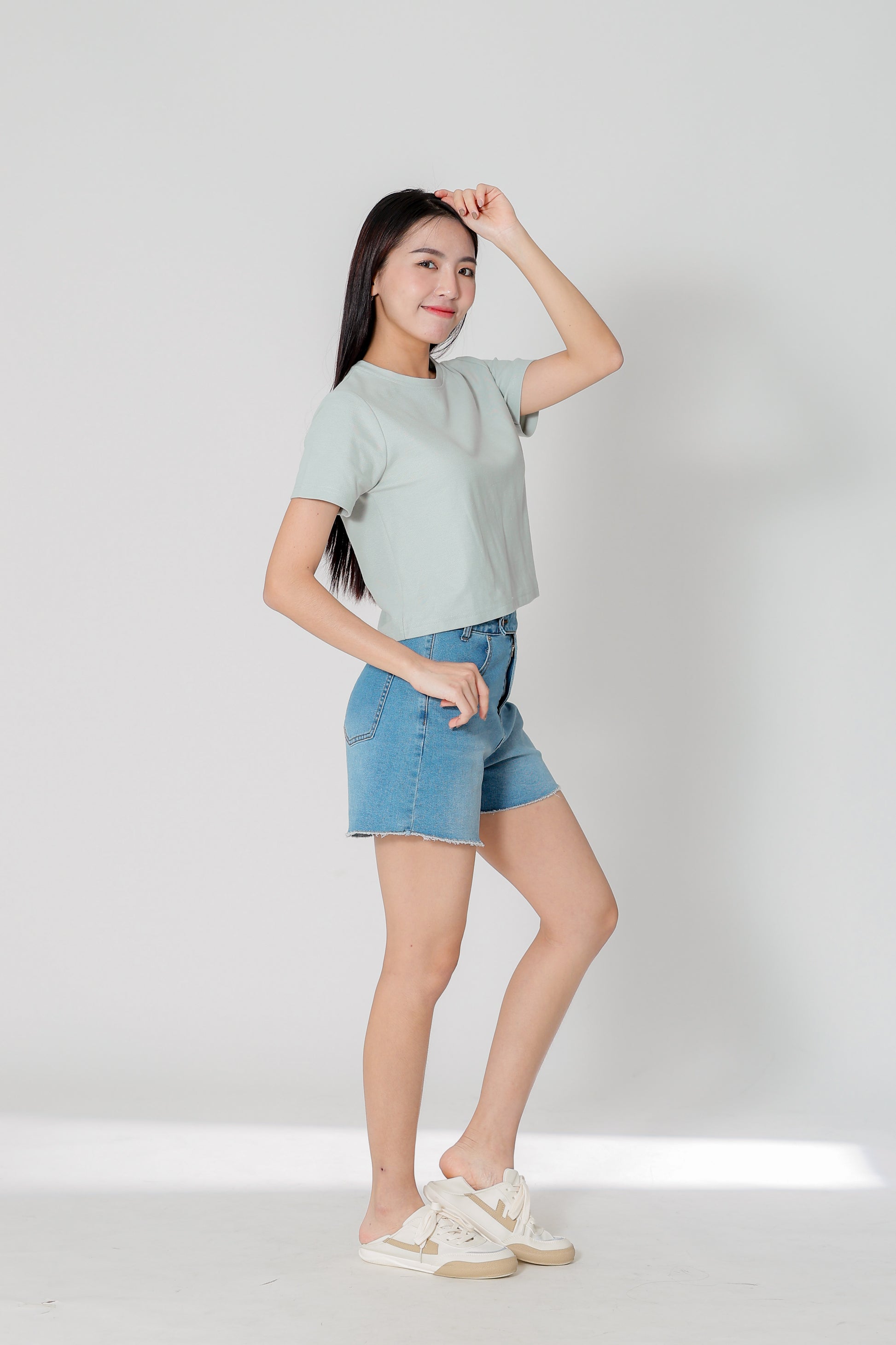 Dayna Round Neck Tee - Seafoam Green
