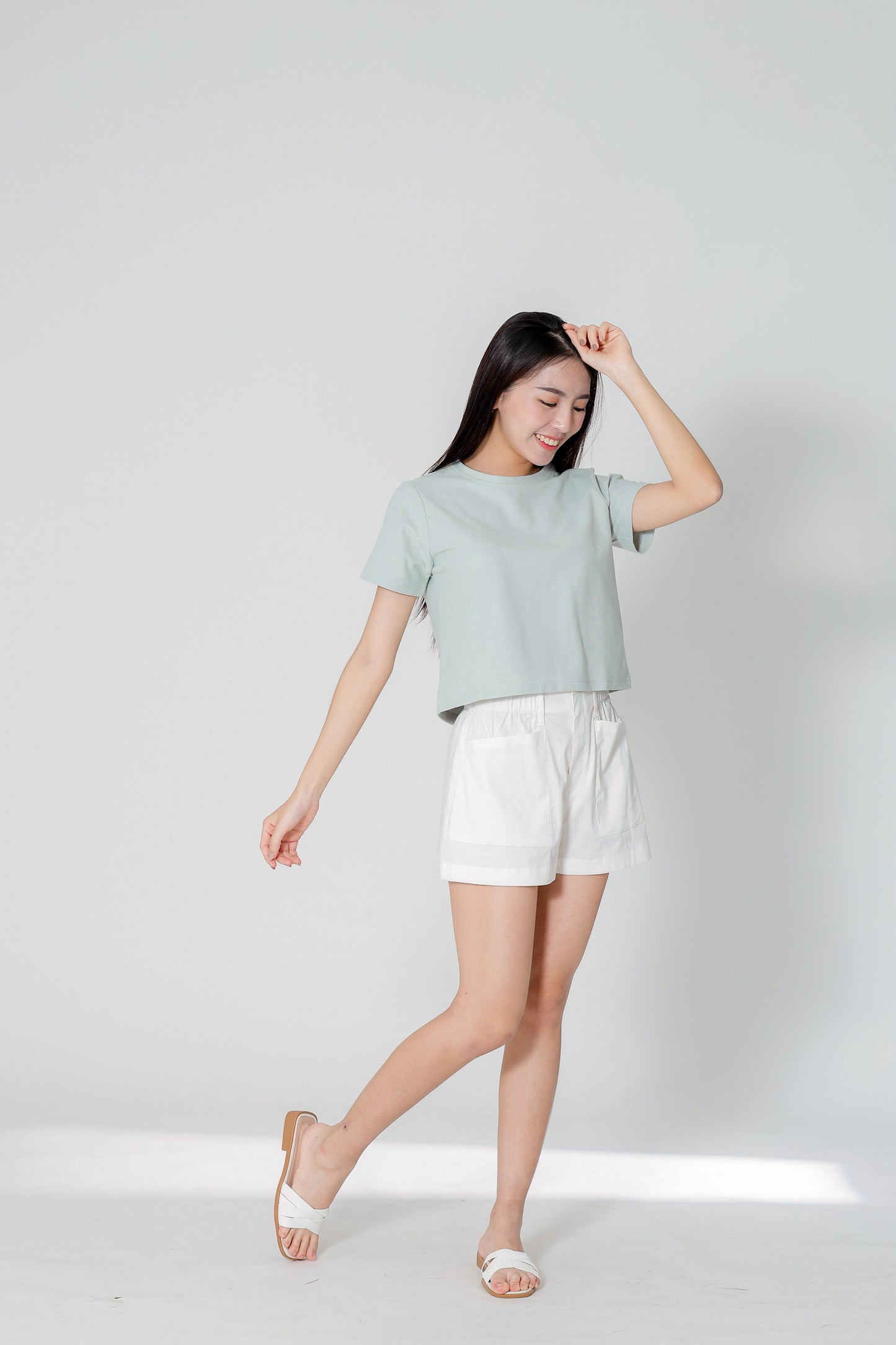 Dayna Round Neck Tee - Seafoam Green