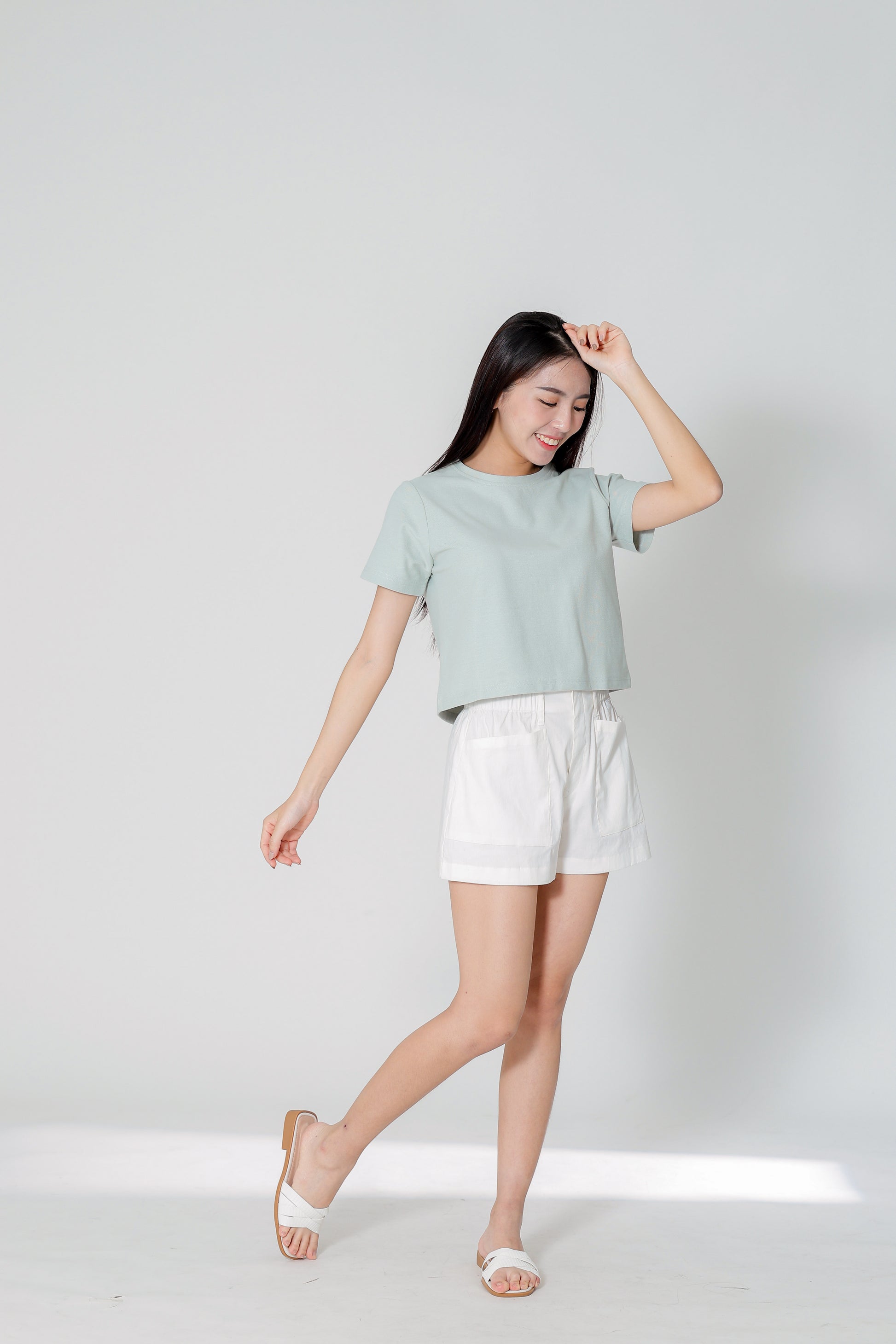 Dayna Round Neck Tee - Seafoam Green