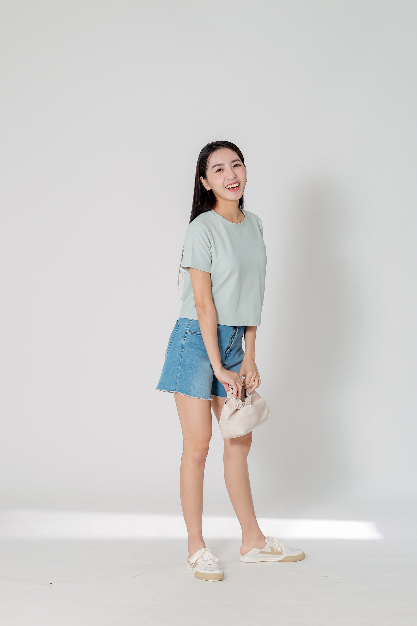 Dayna Round Neck Tee - Seafoam Green