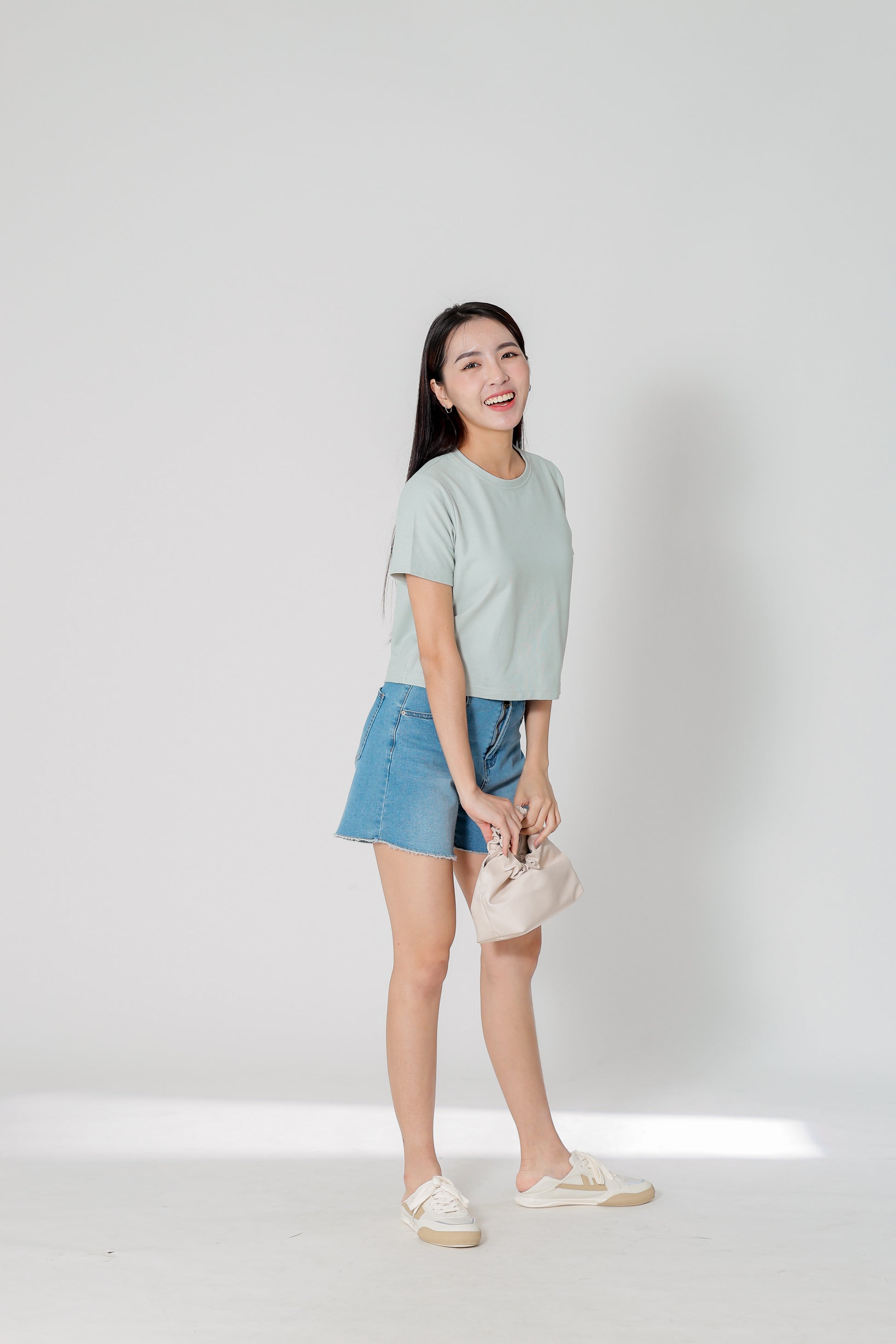 Dayna Round Neck Tee - Seafoam Green