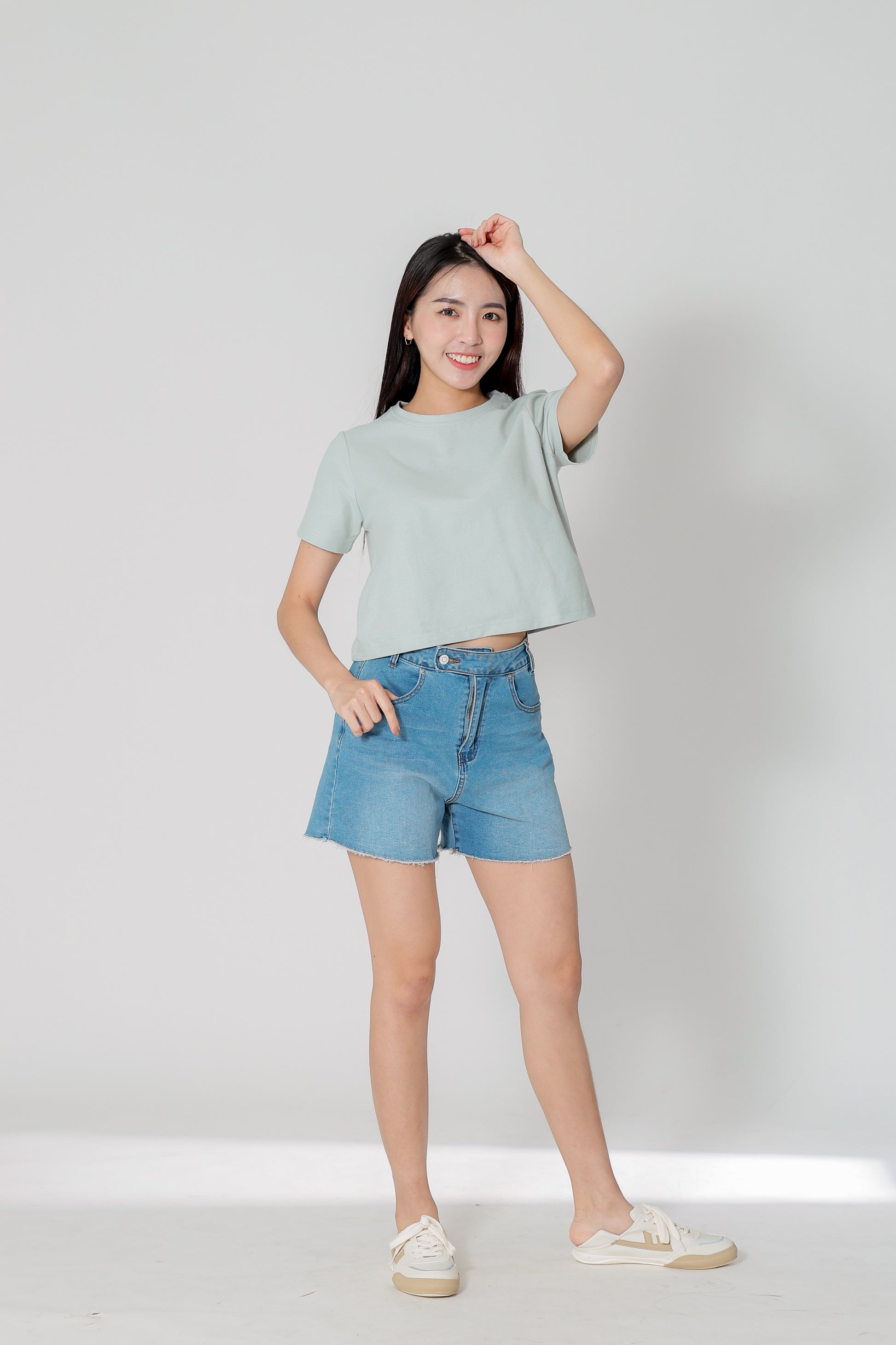 Dayna Round Neck Tee - Seafoam Green