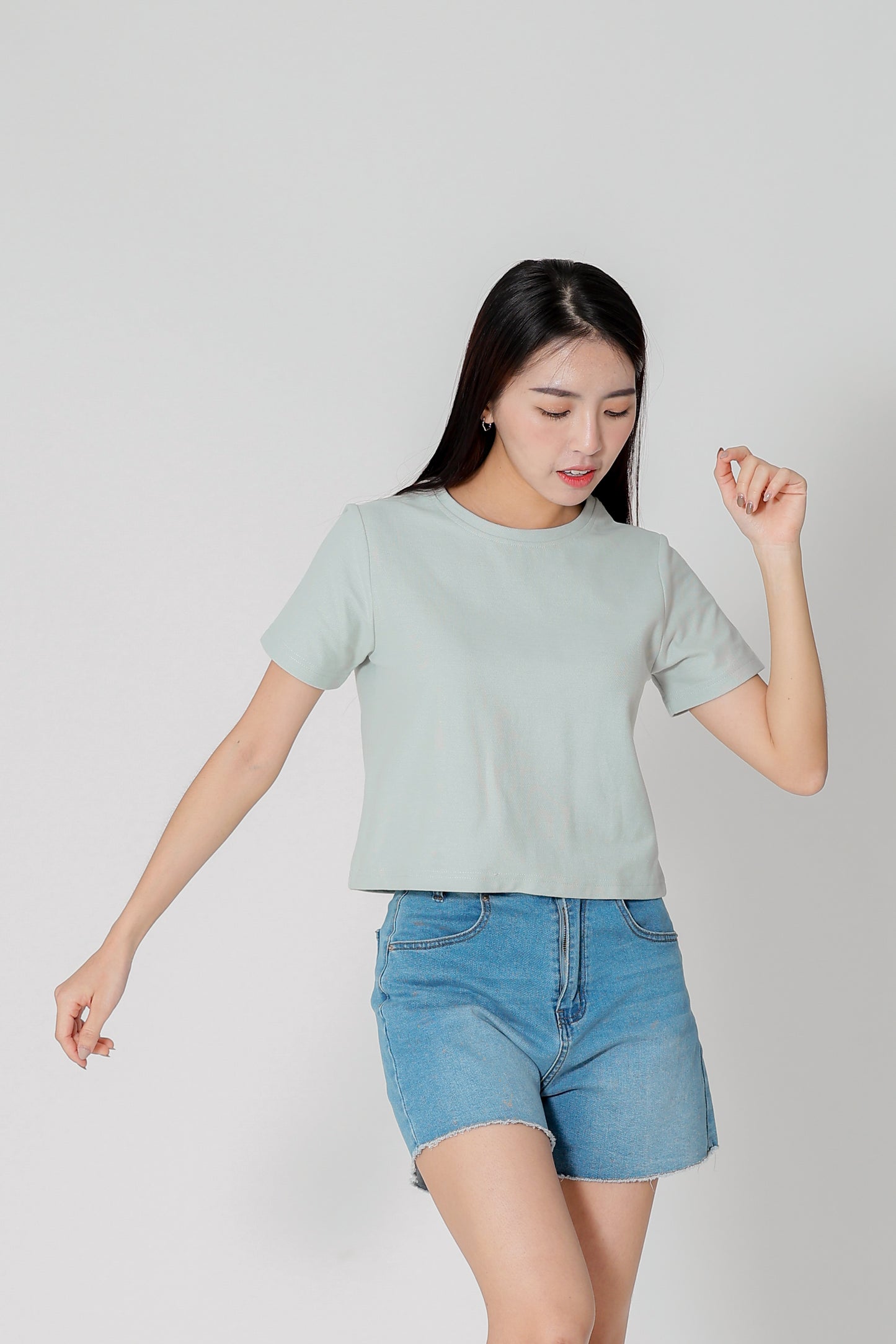 Dayna Round Neck Tee - Seafoam Green