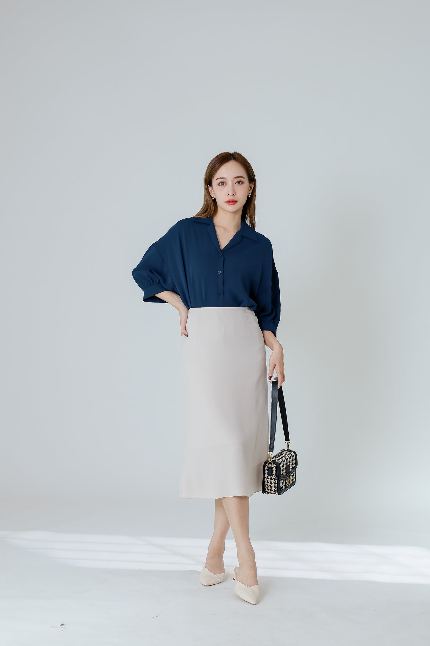 Delphina A Line Skirt - Beige