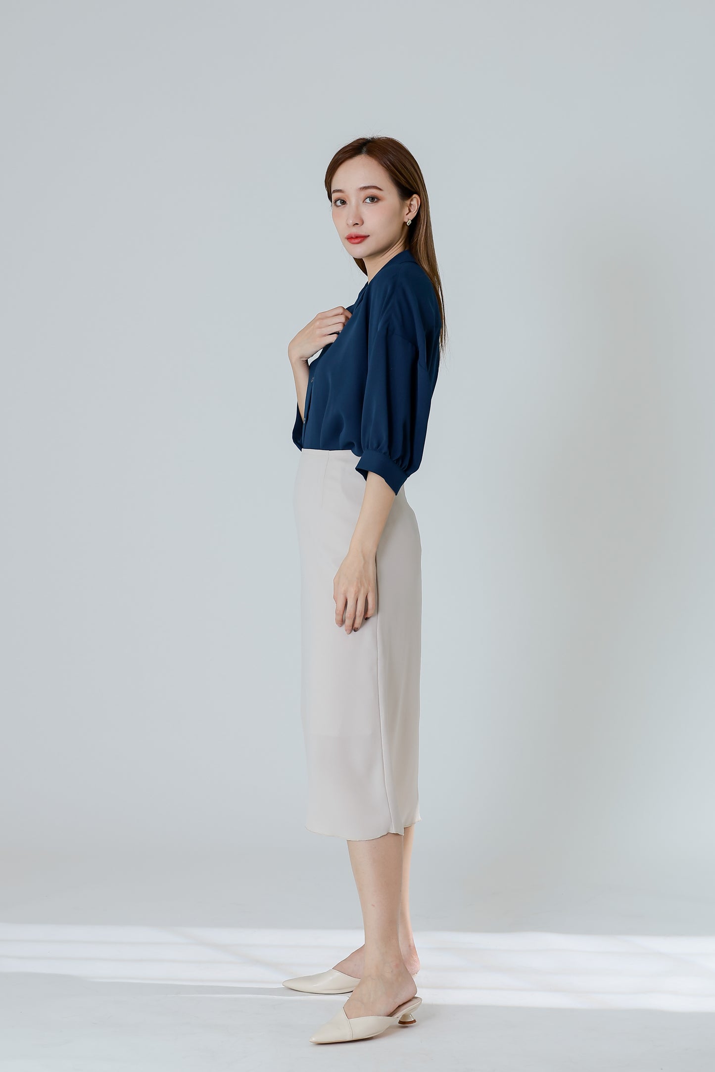 Delphina A Line Skirt - Beige