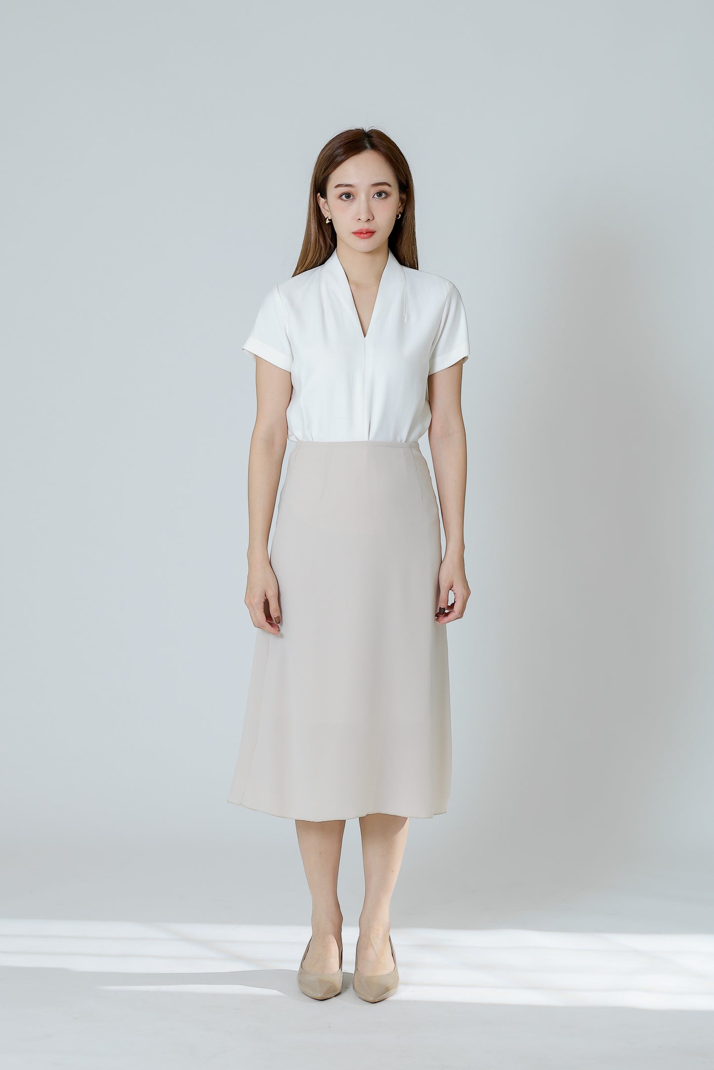 Delphina A Line Skirt - Beige