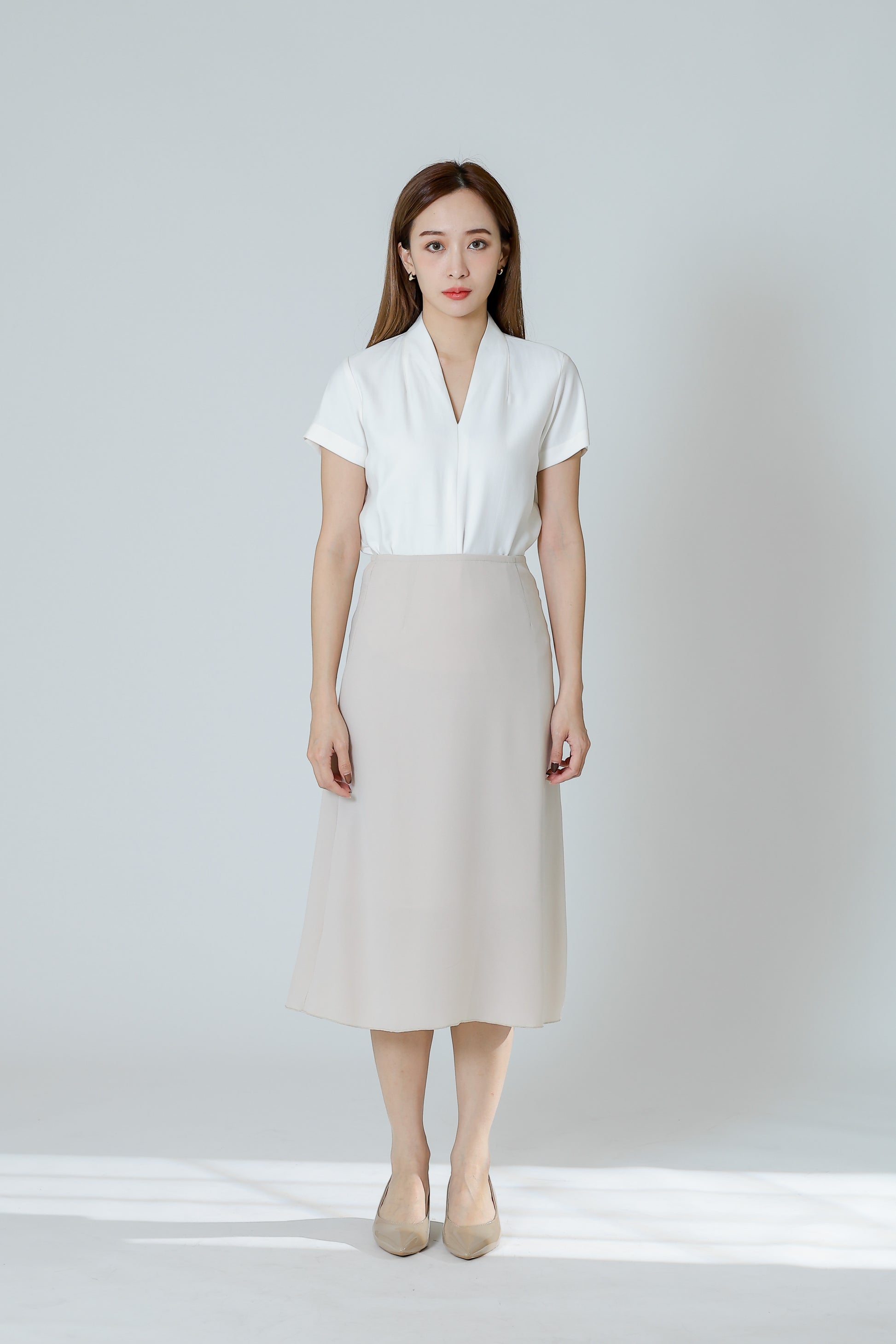 Delphina A Line Skirt - Beige