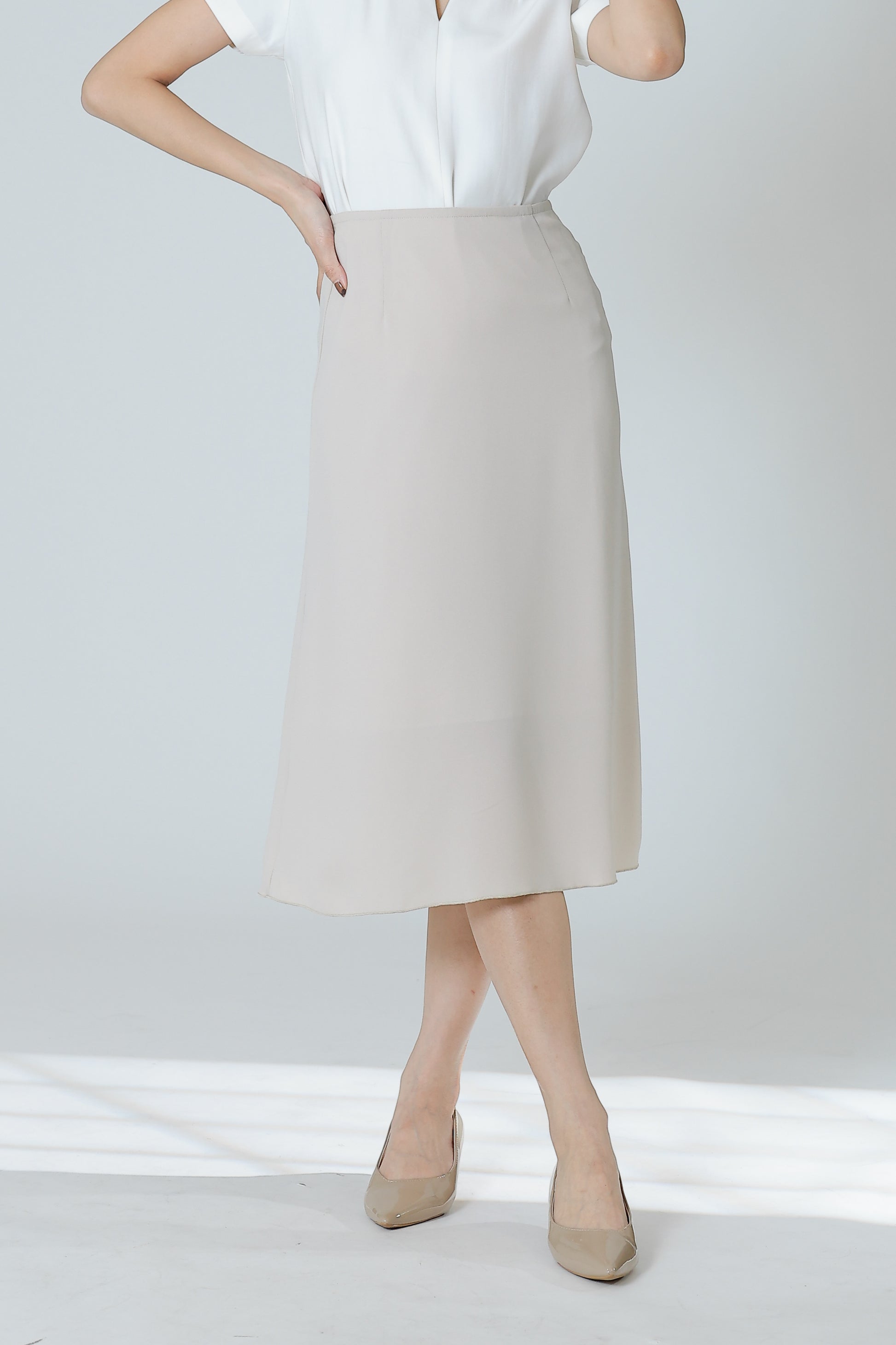 Delphina A Line Skirt - Beige