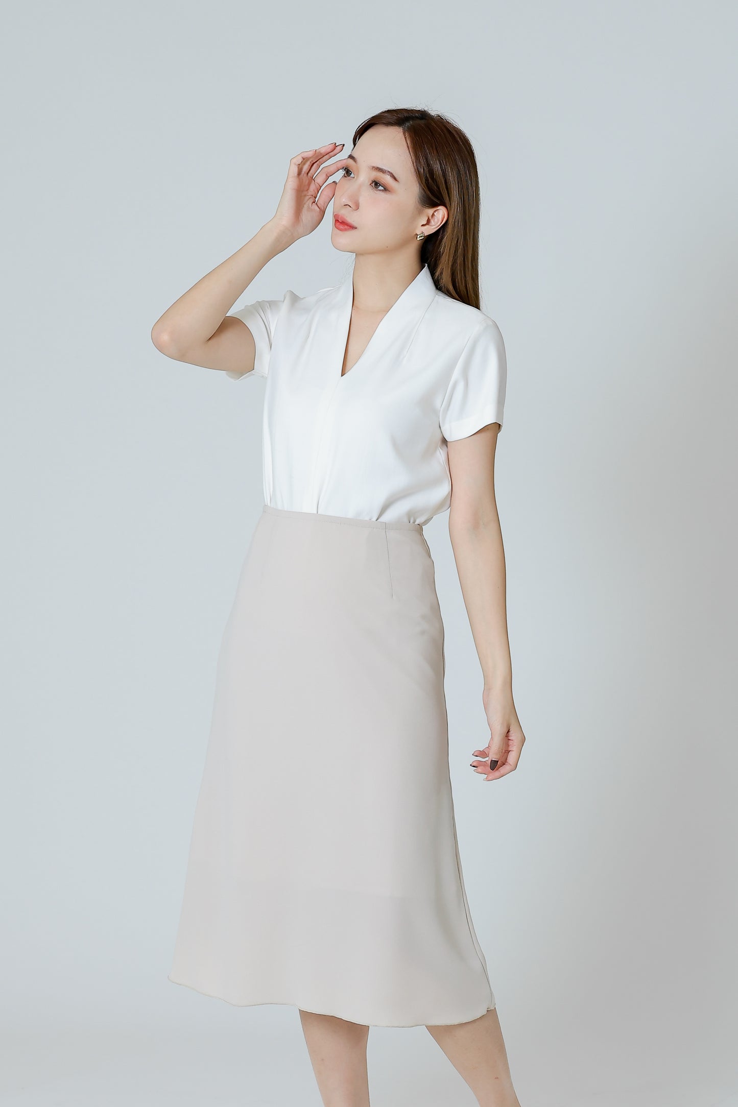 Delphina A Line Skirt - Beige