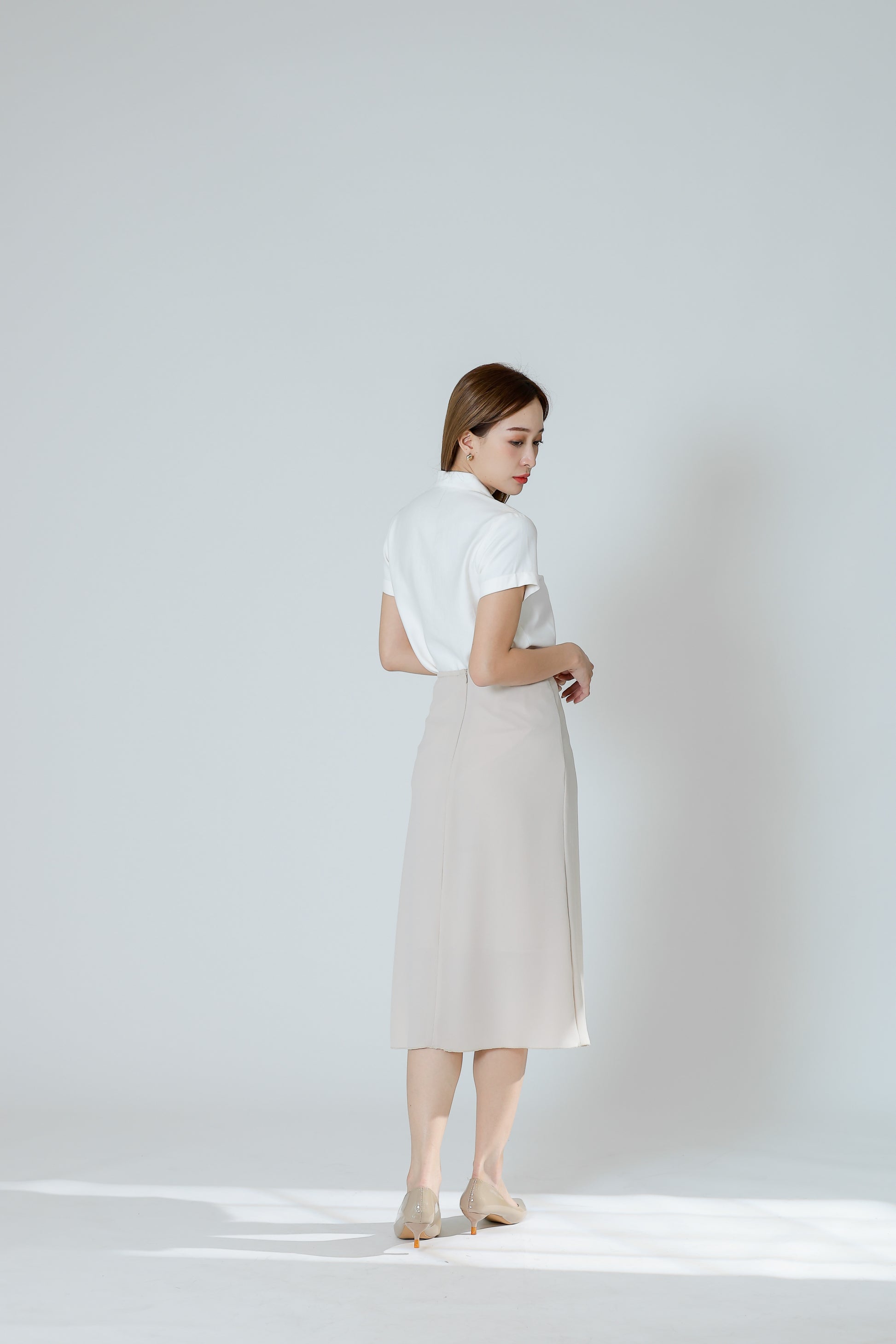 Delphina A Line Skirt - Beige