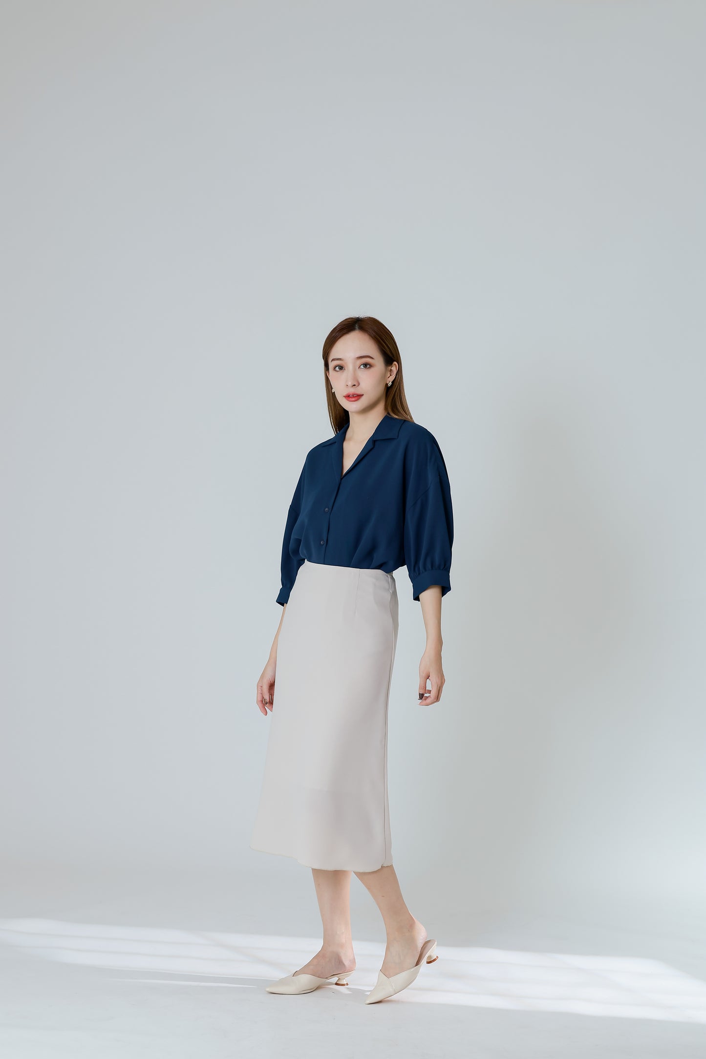 Delphina A Line Skirt - Beige
