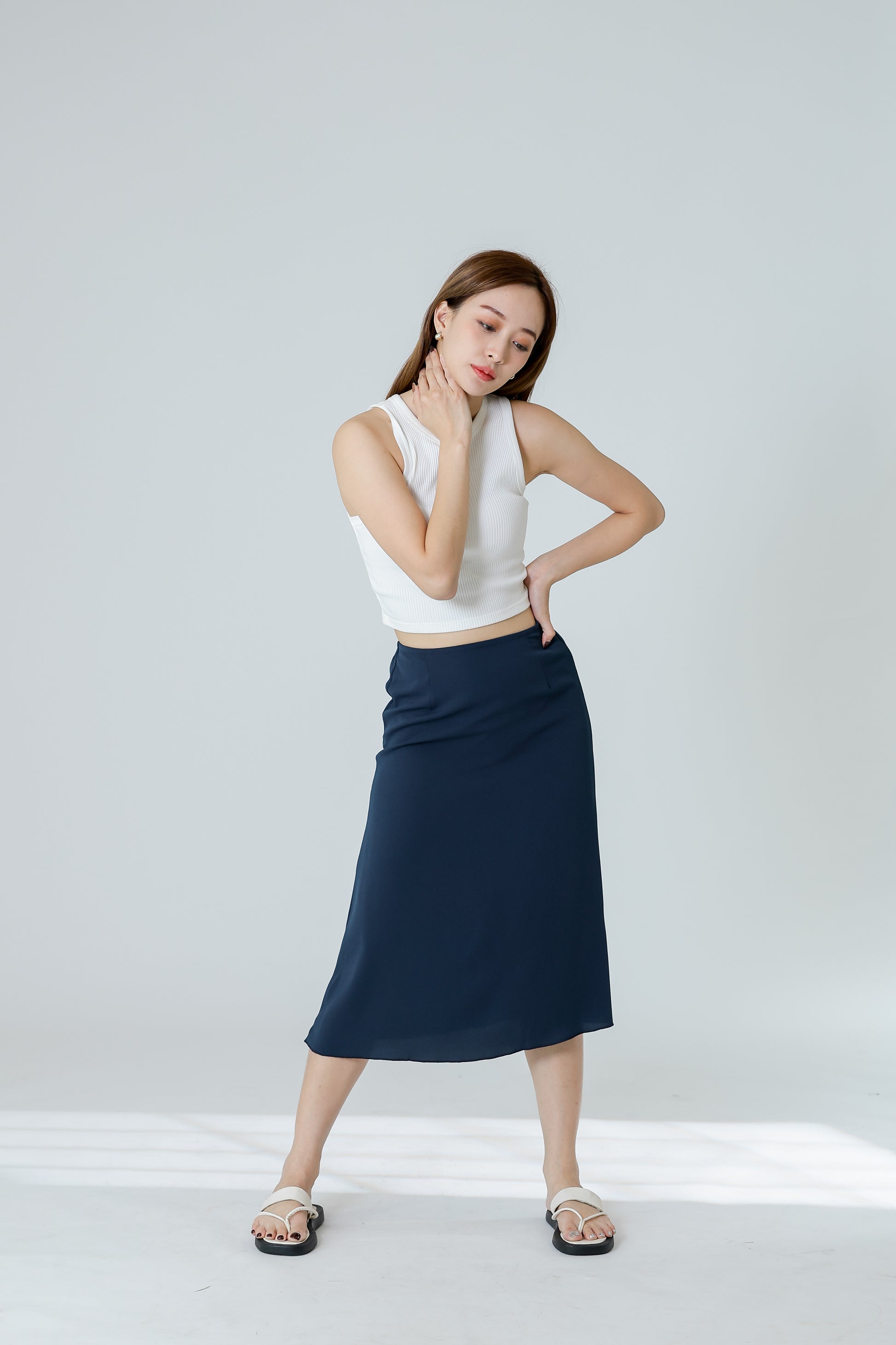 Delphina A Line Skirt - Navy