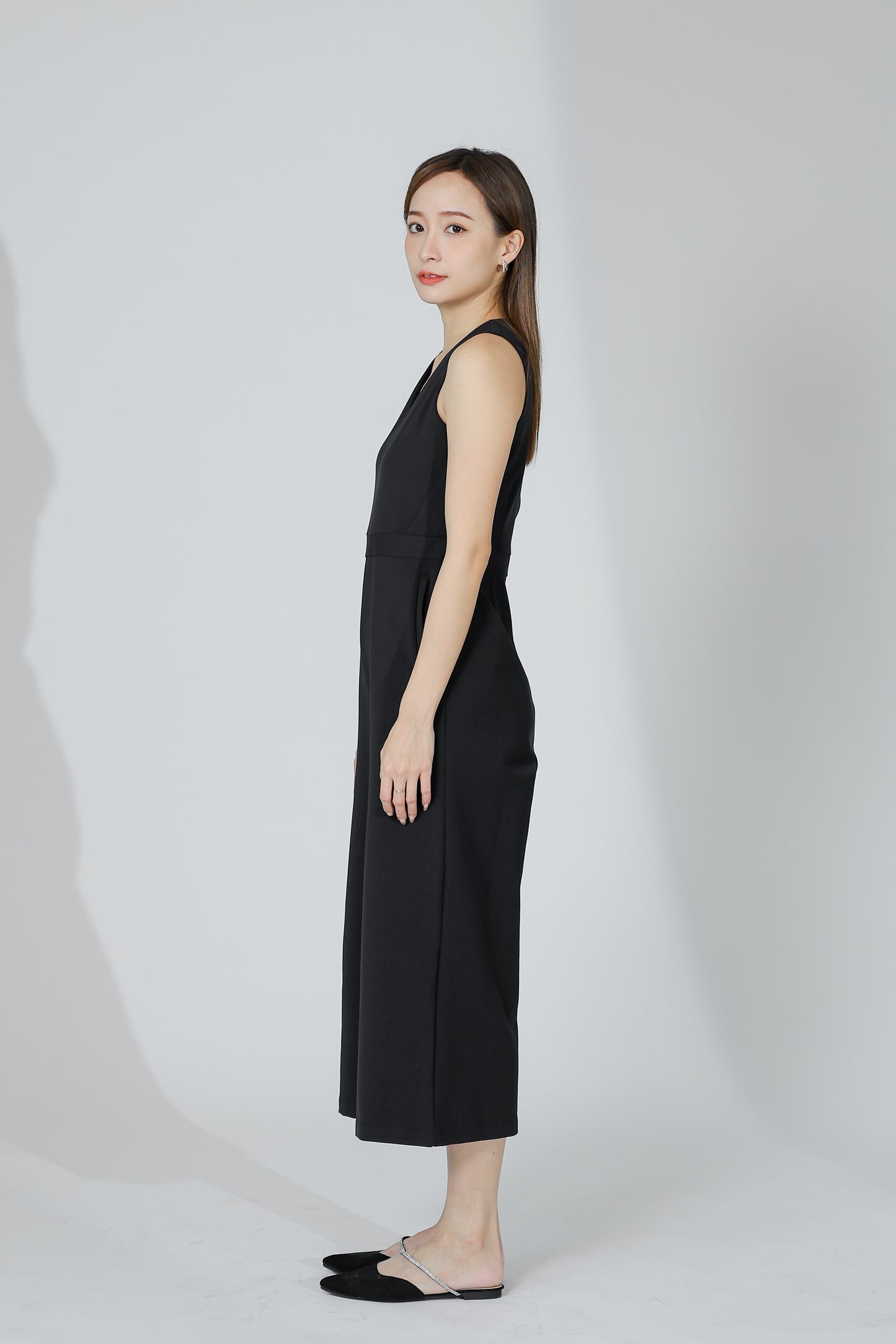 Devon V-Neck Romper - Black