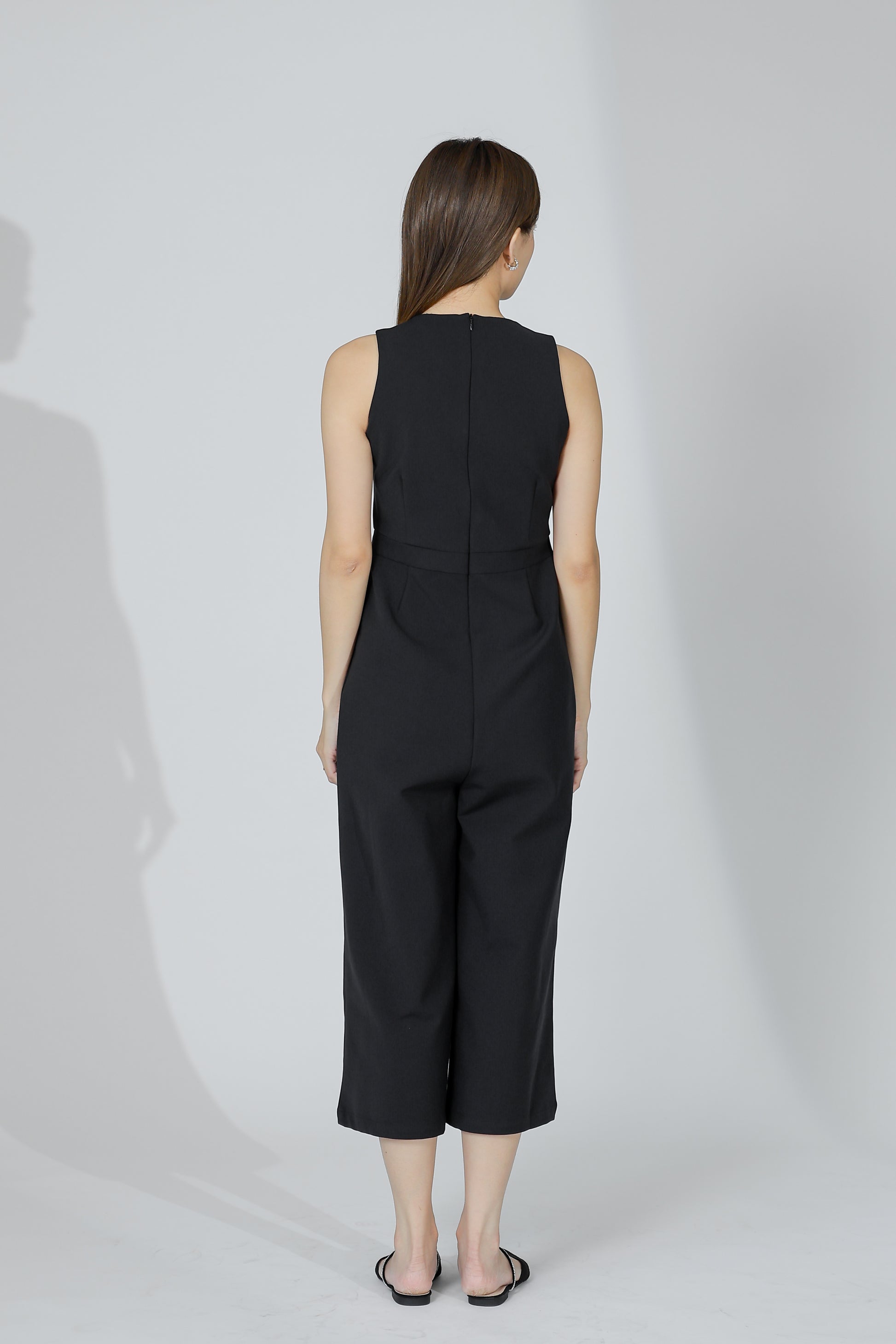 Devon V-Neck Romper - Black