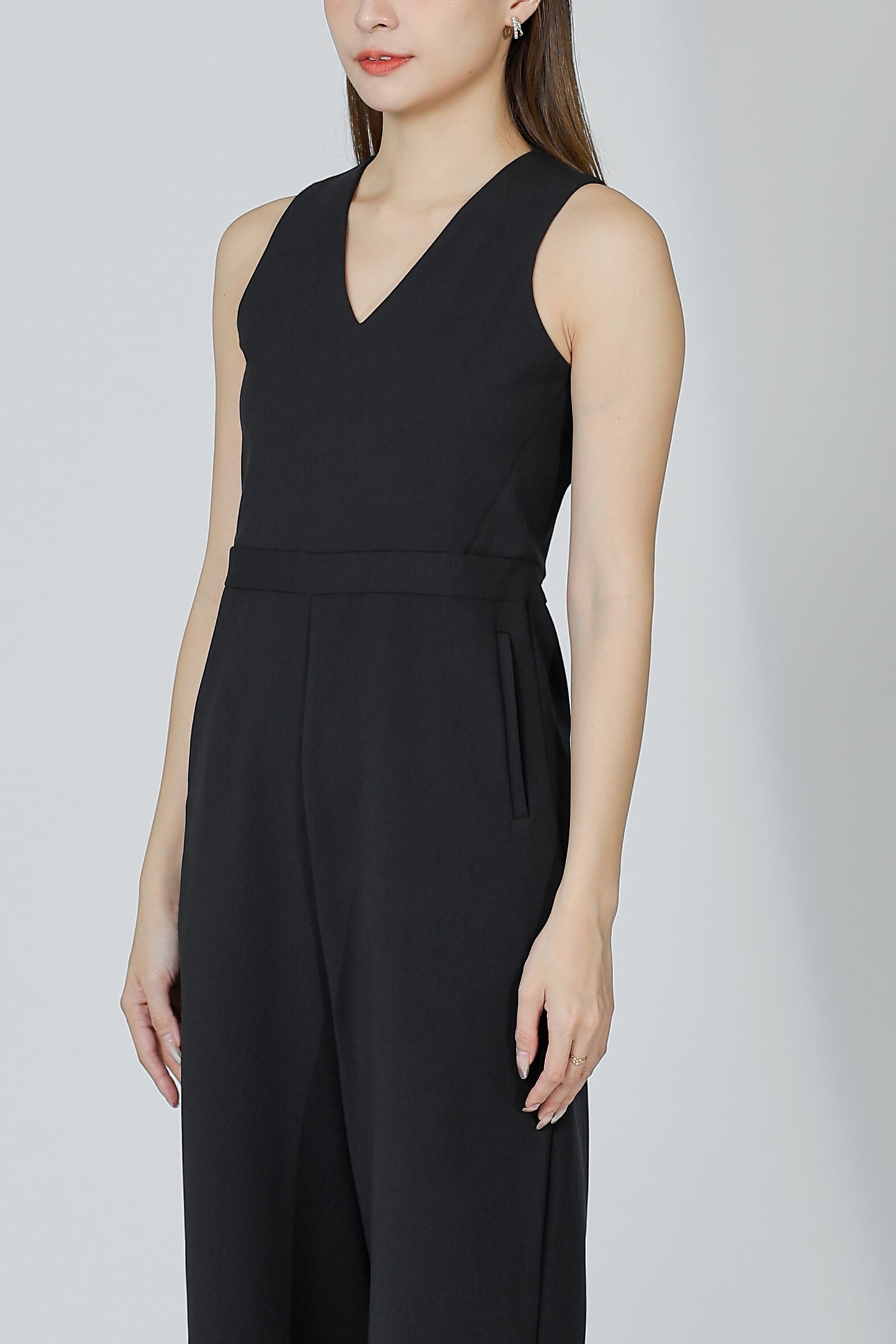 Devon V-Neck Romper - Black